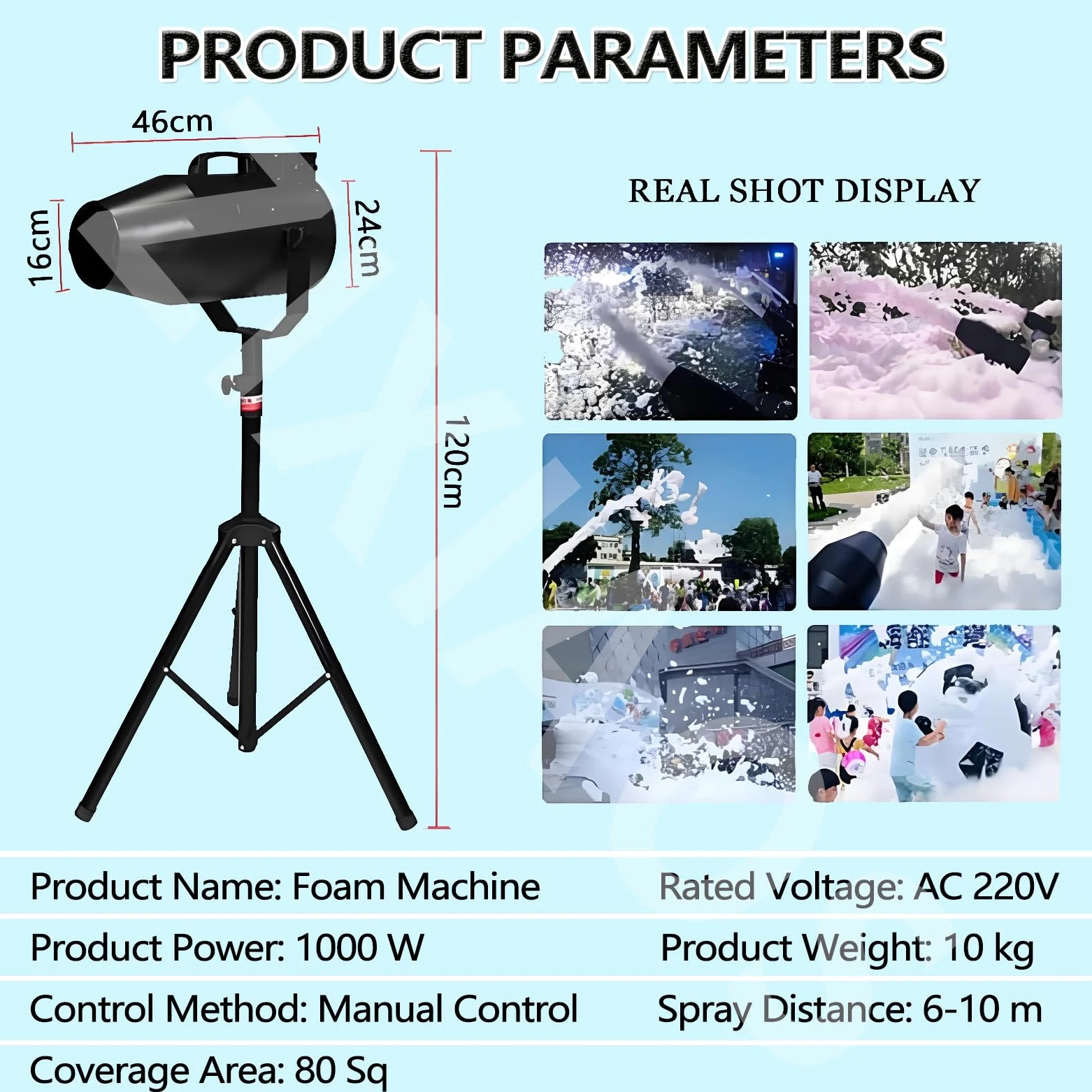 Macchina per Schiuma, Cannone per Schiuma da 1000 W per Feste, Produttore di Schiuma Portatile con Treppiede, Potente Macchina per Schiuma per Feste, per Cortile, Piscina, Eventi All'aperto
