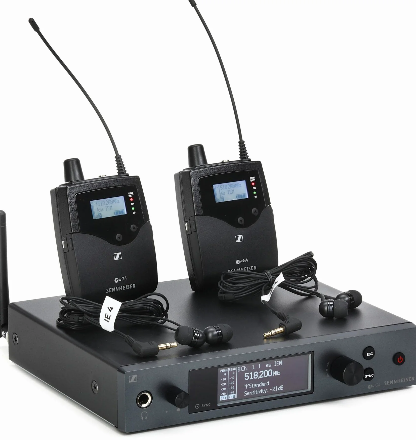 Sennheiser Pro Audio - Sistema di monitoraggio in-ear con 2 cinghie gamma A (516-558 MHz) (ew IEM G4-TWIN-A)