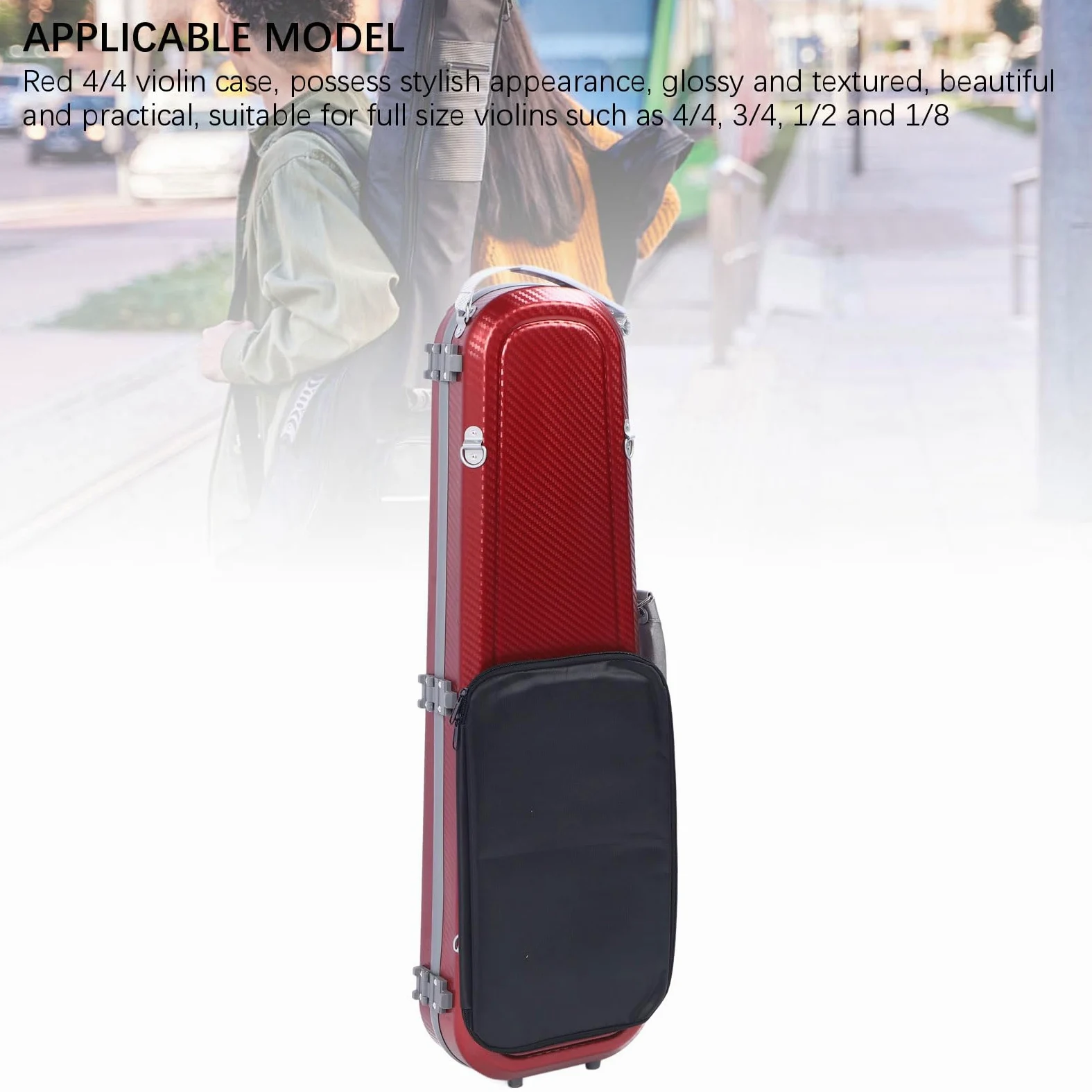 Asixxsix Custodia per Violino 4/4, Custodia Rigida per Violino in Fibra di Carbonio Portatile Leggera con Igrometro Incorporato per Riporre Violini a Grandezza Naturale