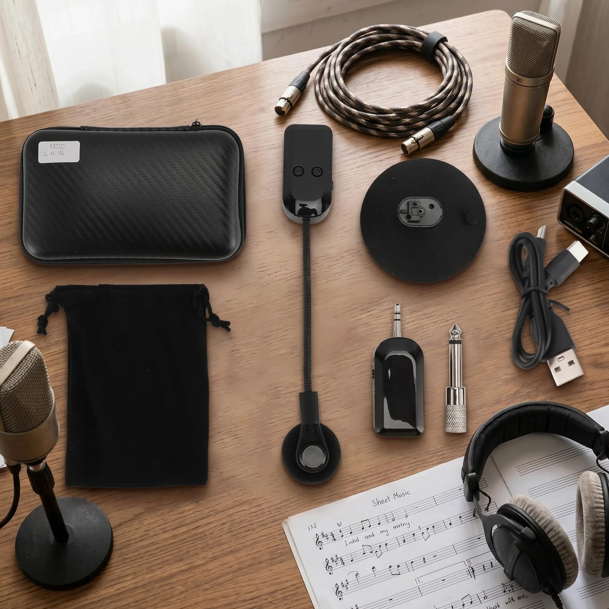 Cocoarm Microfono per Strumenti Wireless, Microfonico Portatile 2.4G per Chitarra, Violino e Fisarmonica con Acquisizione Accurata del Suono e Portata Wireless di 100 Piedi