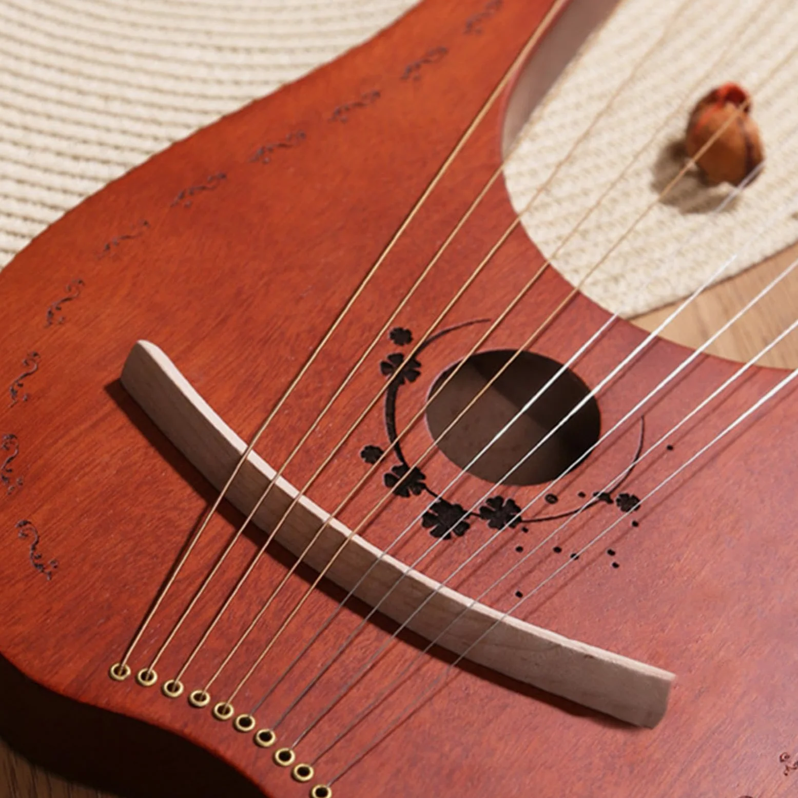 Arpa a lira, 10 corde in metallo, con bordi arrotondati, strumento | musicale in mogano per una presa più confortevole