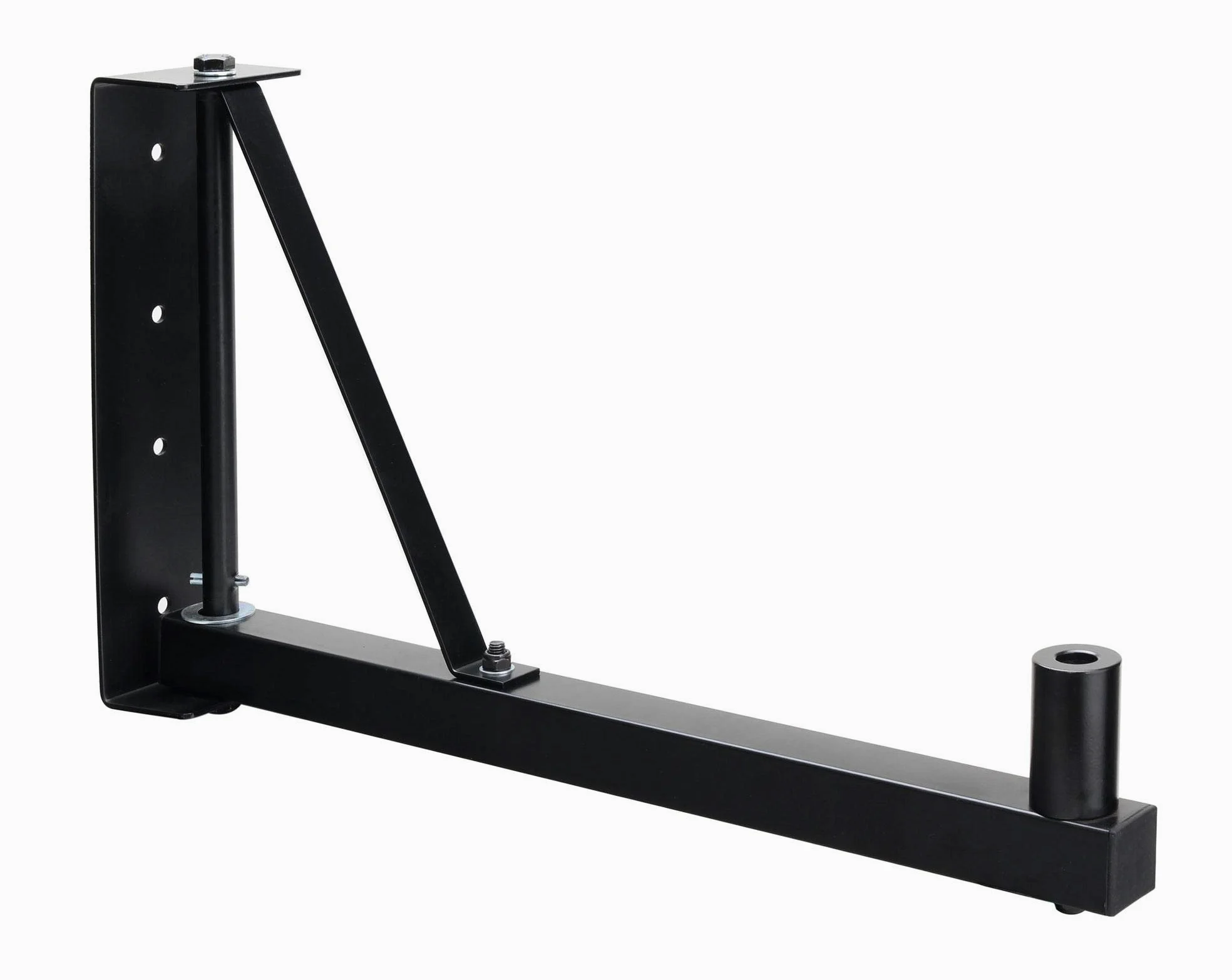 Set Trave Trasversale Showlite SAT-02 T con Supporto a Parete per Casse (Robusto Supporto a Parete con Flangia da 36 mm incluso con traversa adatta per 2 faretti) Nero