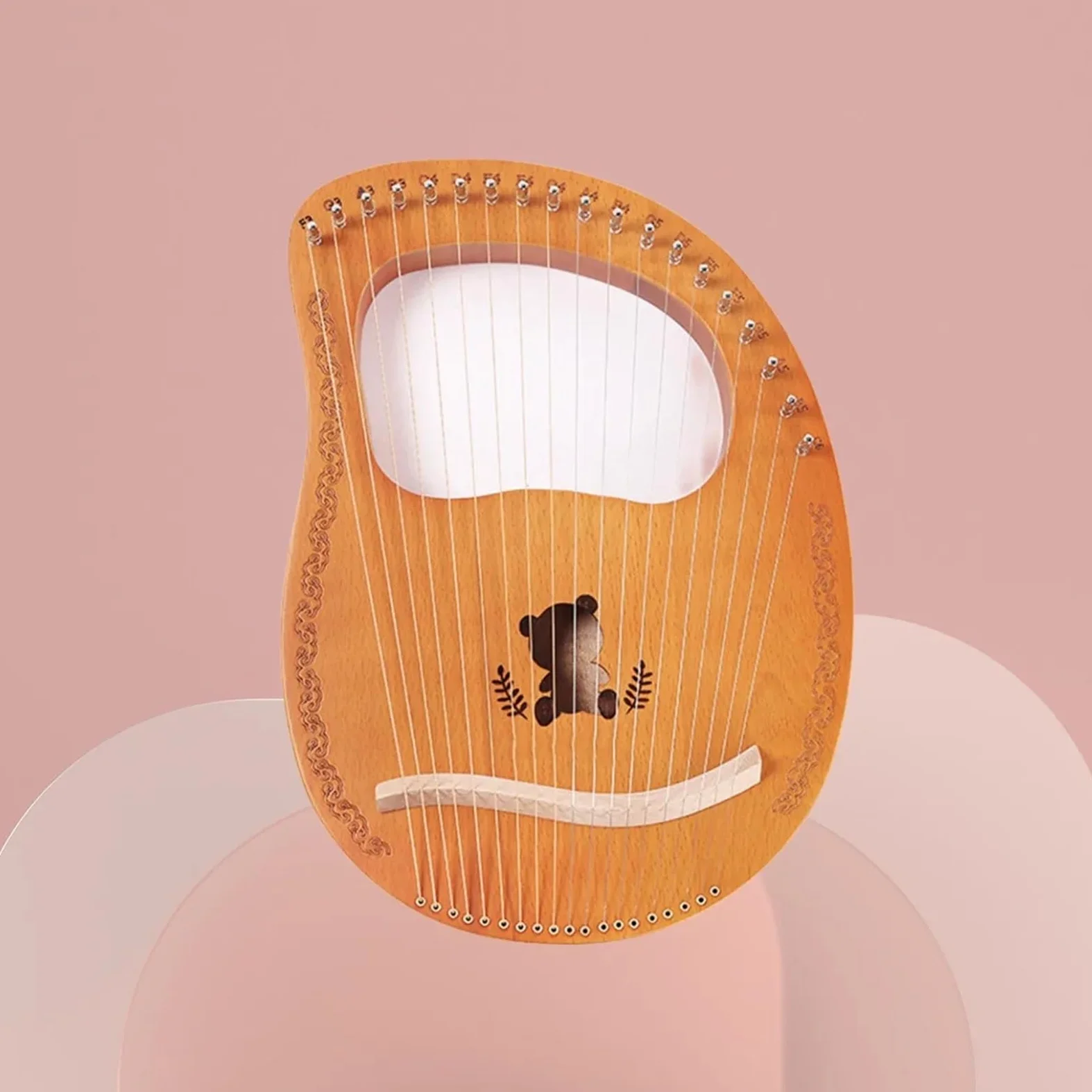 Arpa a Lira 16 Corde Pianoforte a Dito in Mogano con Strumento di accordatura for Principianti Regalo Strumenti Musicali Modello Panda in Legno Arpa a Lira per Adulti