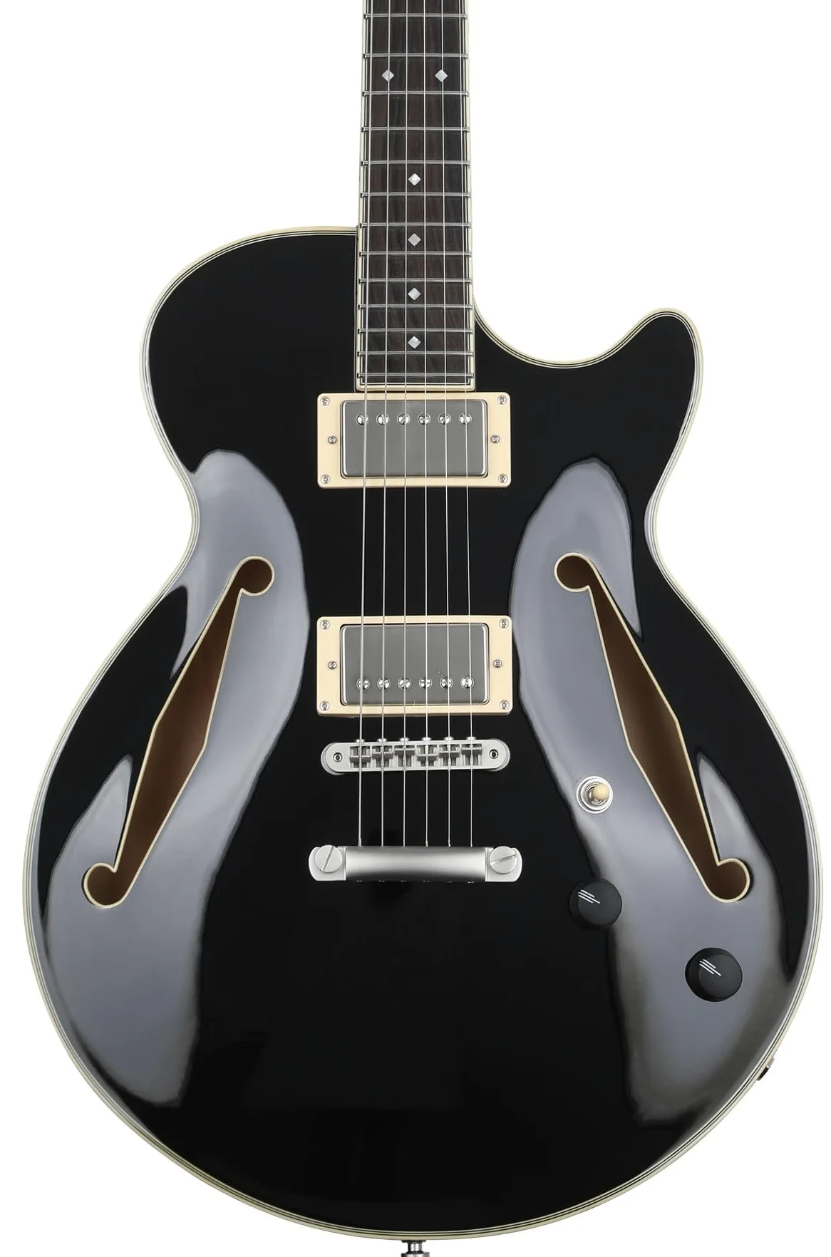 D'Angelico Excel SS Tour Solid Black Semi-Acoustic Guitar with Gig Bag