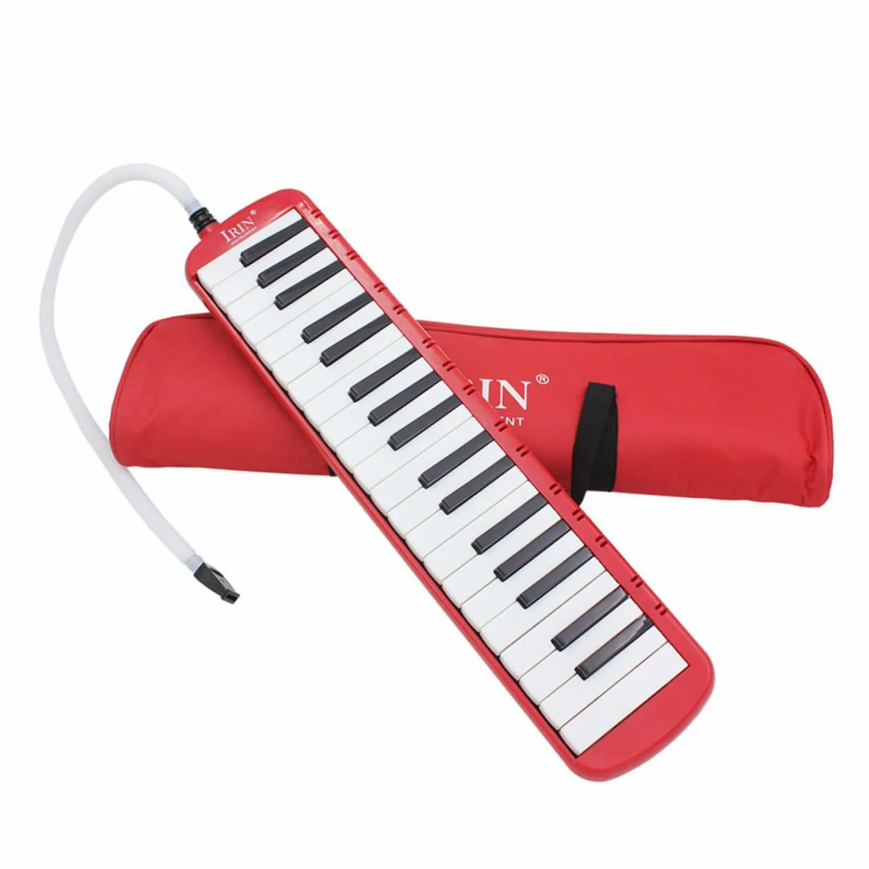 Garneck Melodica 37 Tasti Rosso Abs con Custodia Morbidaper Musica Portatile senza Batterie per Principianti e Appassionati di Strumento Musicale