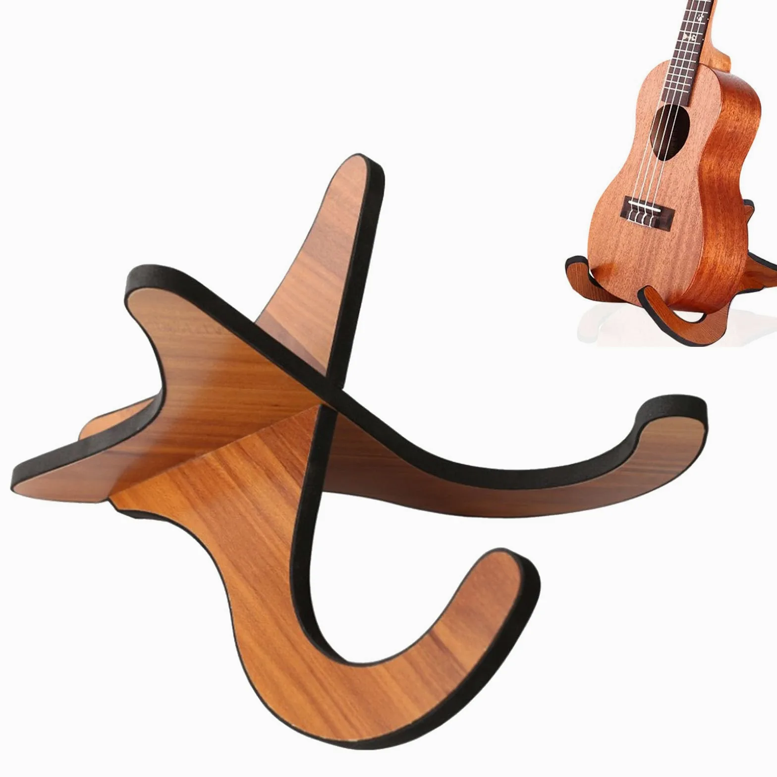 Butyeak Porta Ukulele da Terra con Gomma Morbida, Supporto per Ukulele in Legno, Supporto per Violino, Strumento Staccabile Supporto Ukulele, Supporto per Chitarra Portatile, Supporto Kalimba