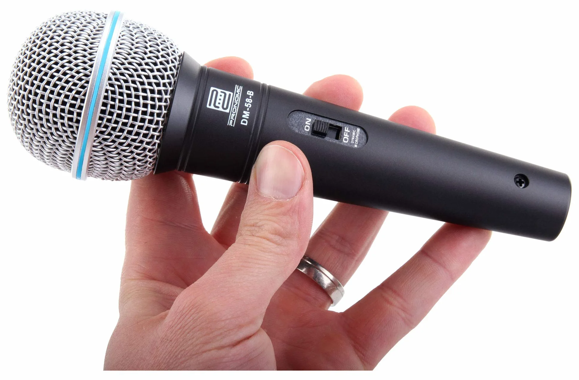 Pronomic DM-58-B Microfono Vocale con Interruttore Set da 3 incl. 3x Cavo | Microfono universale per voce e canto, Particolarmente adatto per DJ, beatbox, ecc., Suono potente e caldo, Capsula: dinamica
