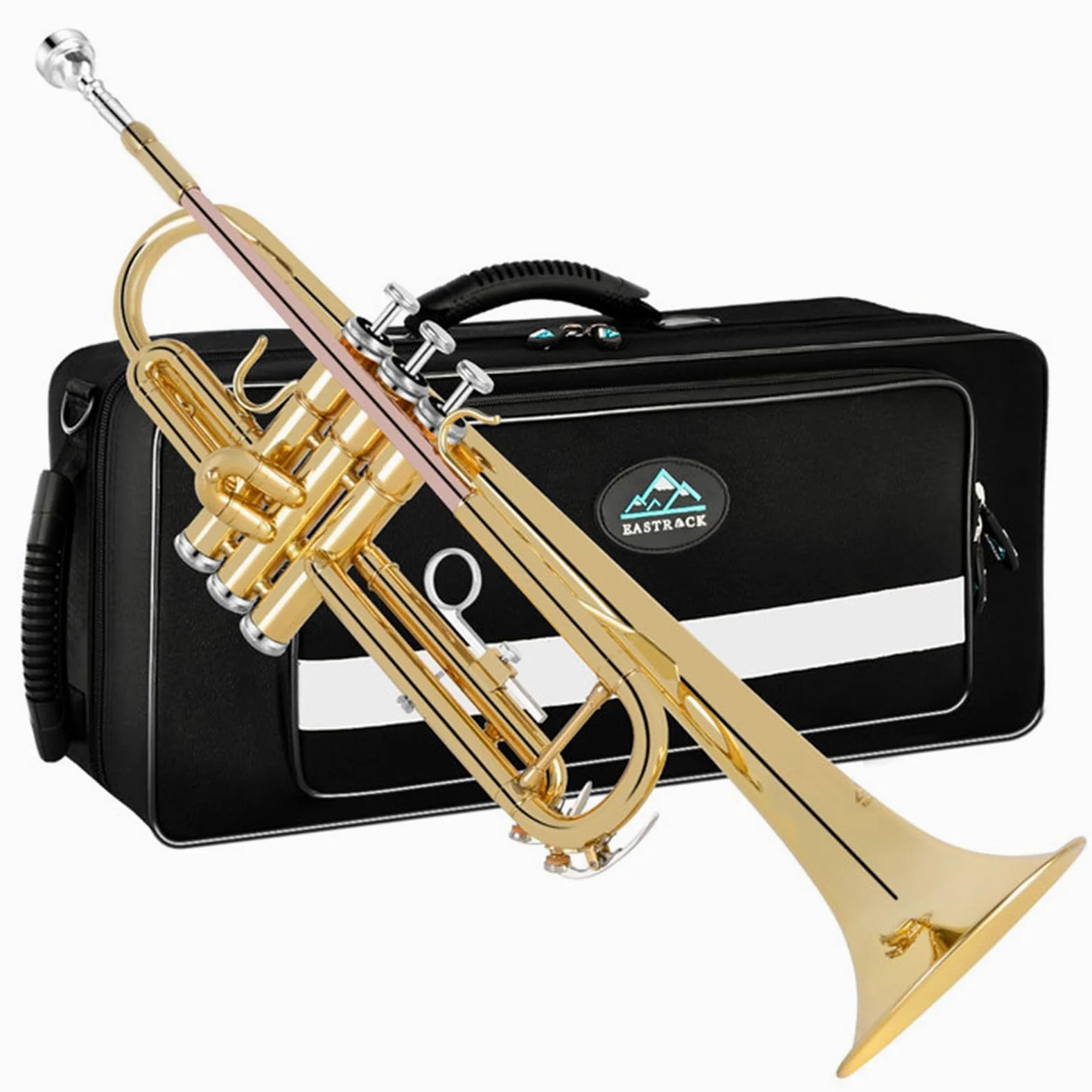 EastRock Set Tromba Oro in Ottone Standard in Sib per Studenti Principianti,Strumento in Ottone con Custodia Rigida,Guanti,Bocchino 7C,Per Principiante,Adulti,Artisti professionisti, Festa(oro)