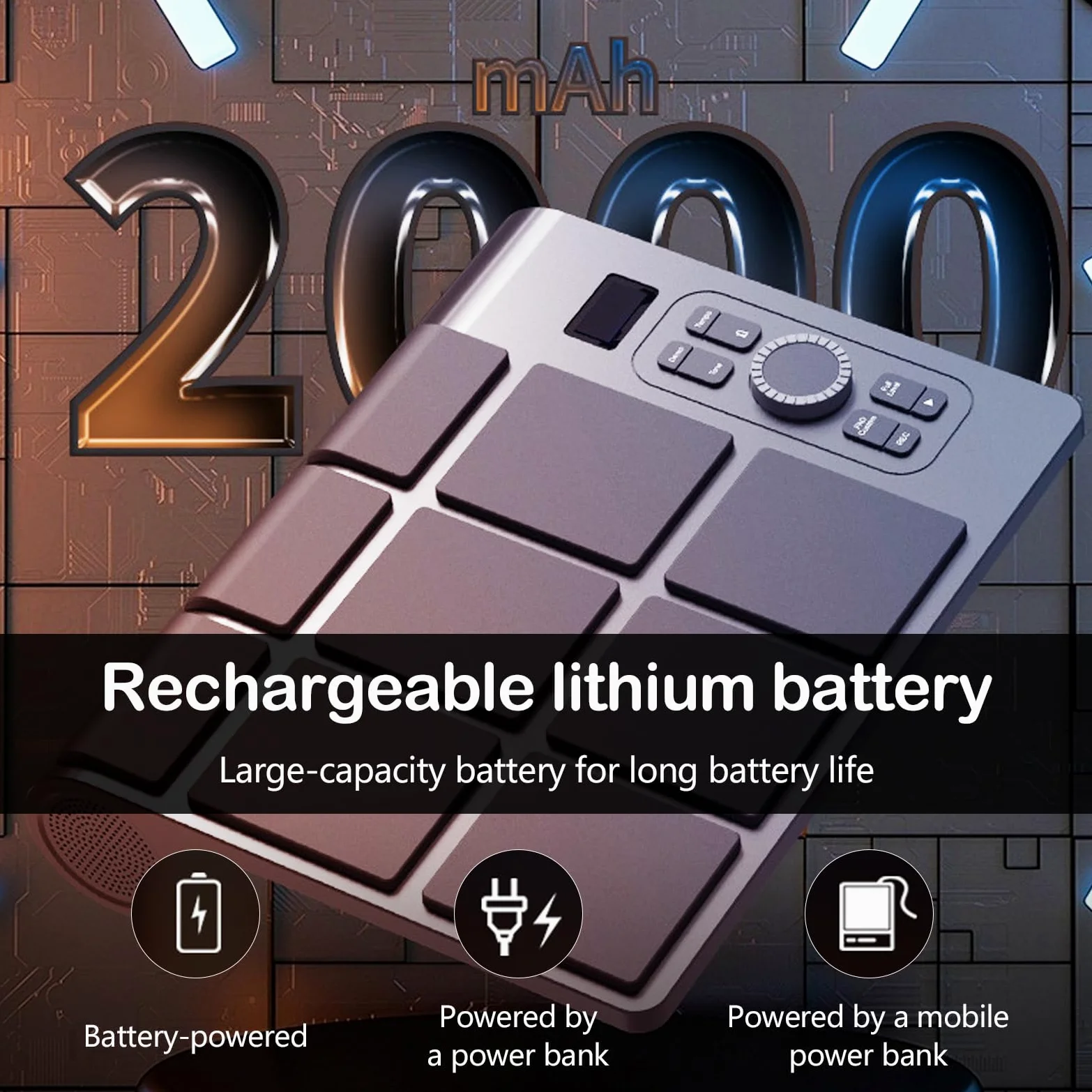 Batteria Elettronica Portatile Mocoli, Tamburo Elettronico Portatile con 9 Pad, Altoparlanti Incorporati, Bacchette e Pedali per Batteria, Per Principianti ed Esperti