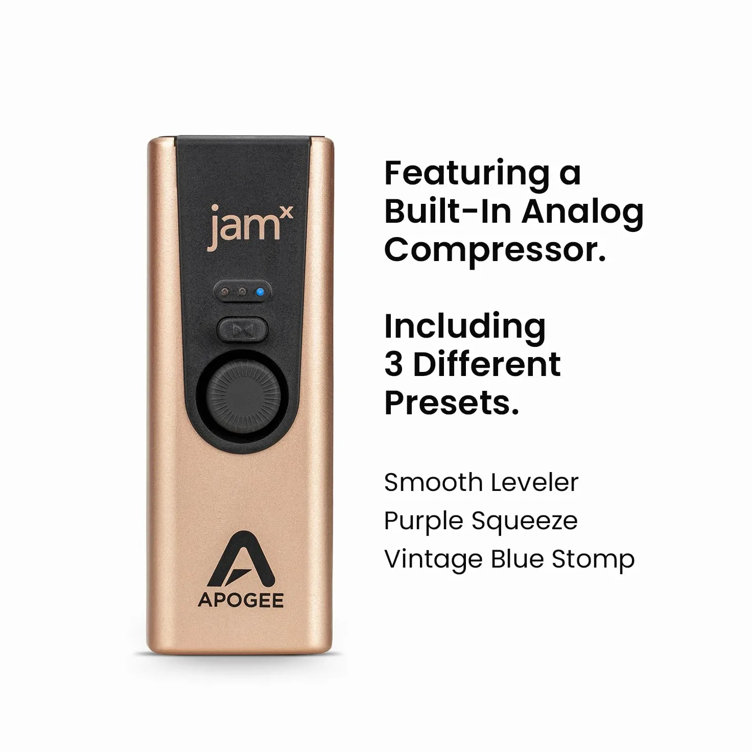 Apogee Jam X - Interfaccia audio USB per chitarre e strumenti portatili per iOS, macOS e PC, Ableton Live Lite gratuito, DSP neurale Tim Henson versione di prova estesa
