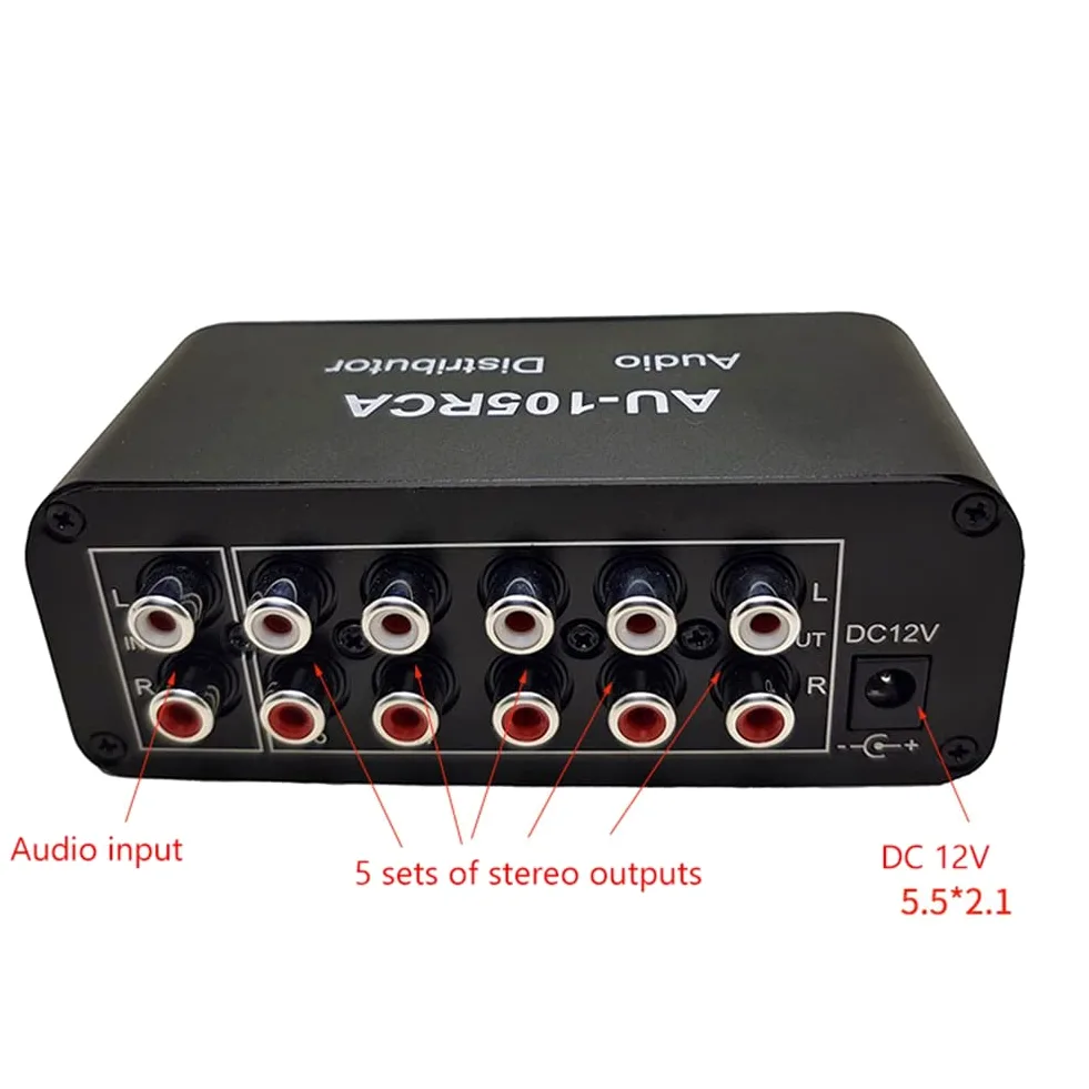 Mixer Audio SteReo 1 Input 5 Uscite Distributore Multicanale Interfaccia per Amplificatori di Potenza