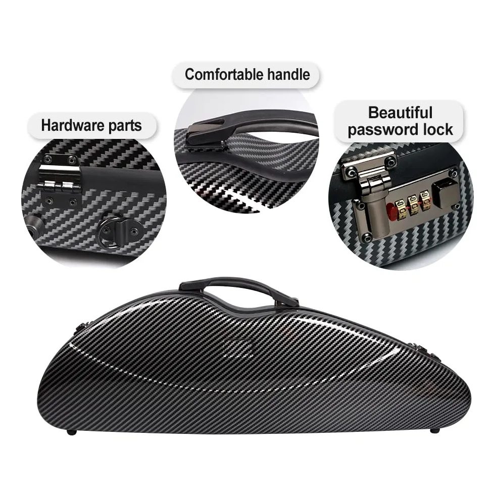 Custodia rigida per violino 4/4 in carbonio composito con blocco password, cinghie per zaino, ultraleggera, impermeabile, resistente (nero)