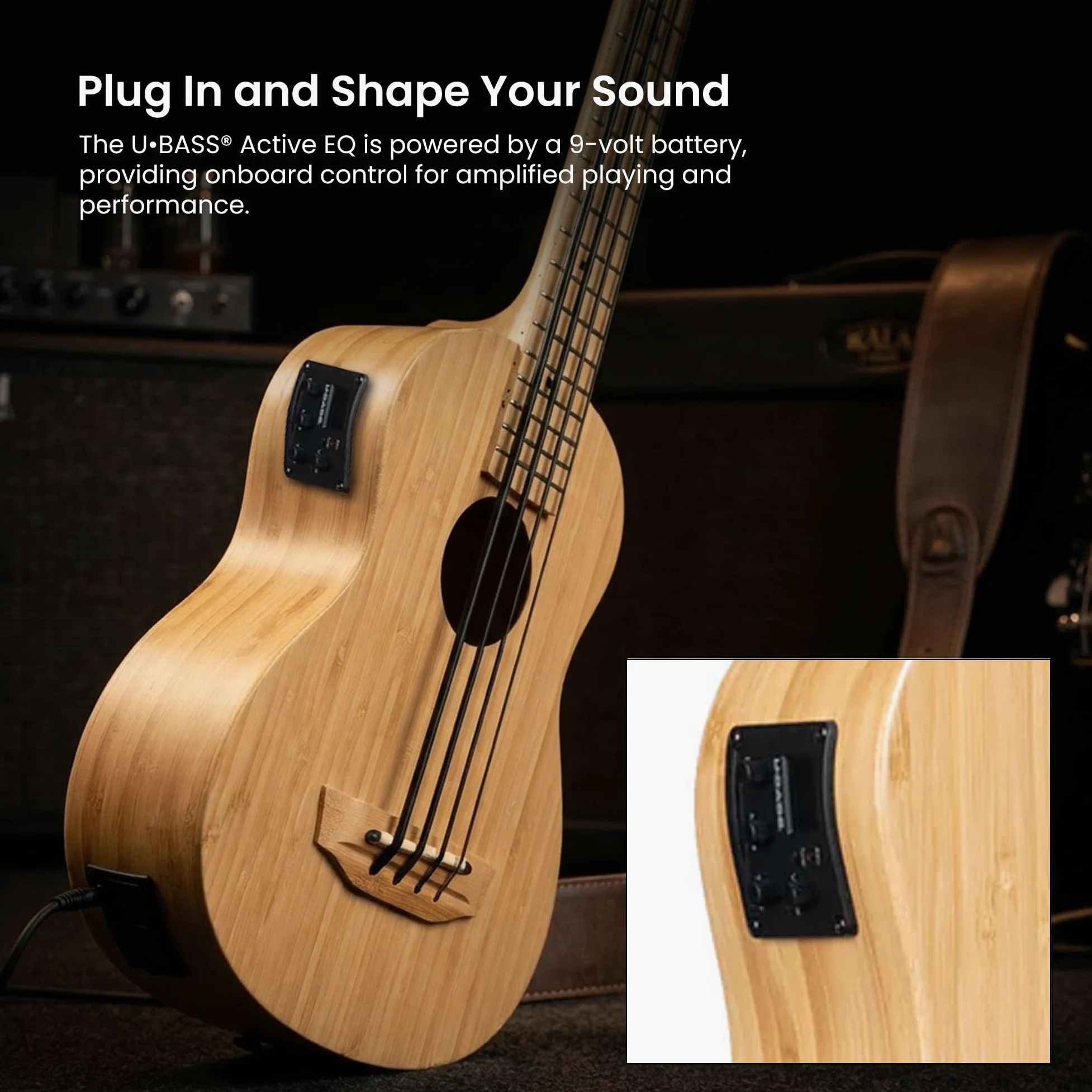 Kala UBASS-BMB-FS Ukulele Basso Elettrificato Amplificato Bamboo con Borsa