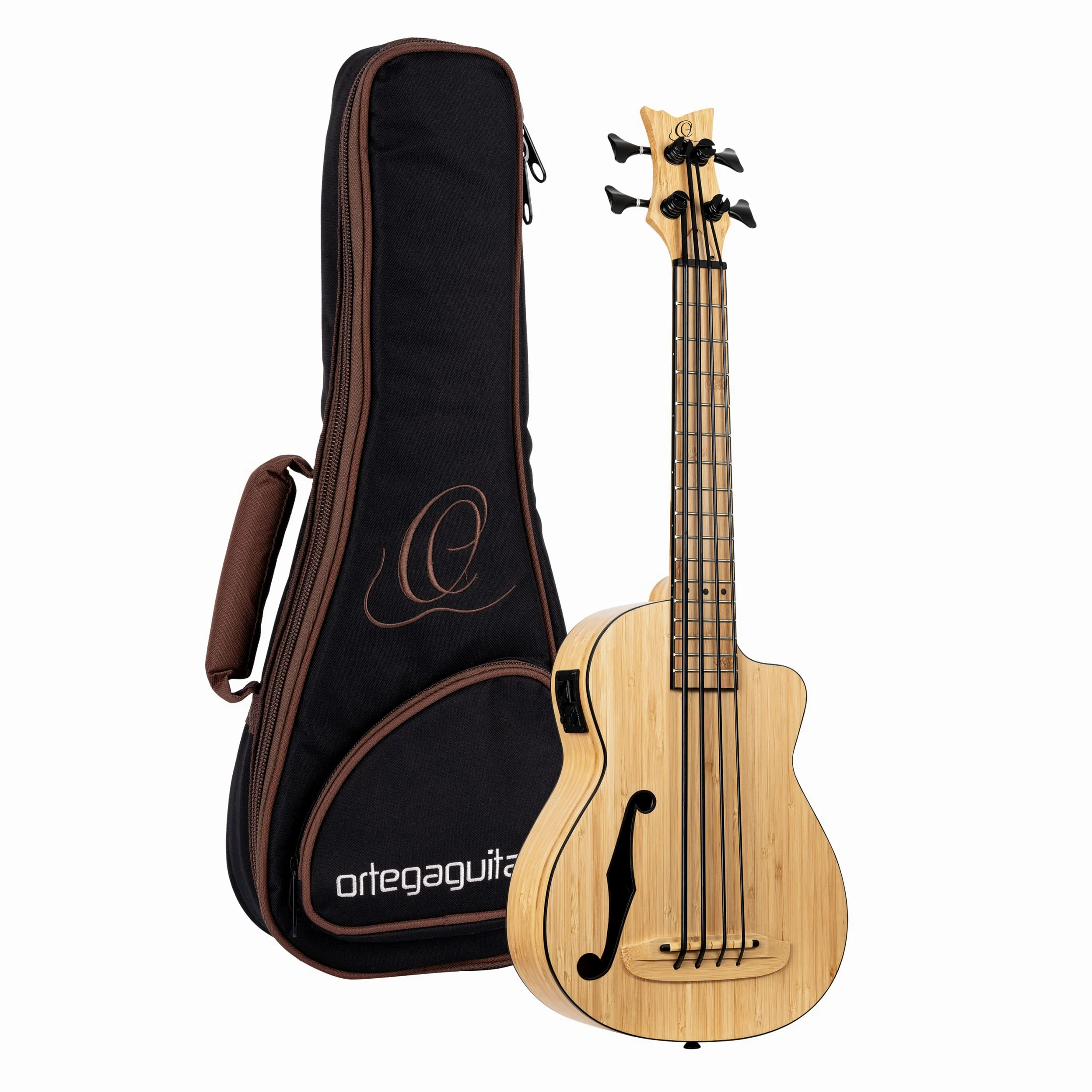 Ortega Guitars Travel Bass elettro-acustico - Bamboo Series - include Deluxe Gig Bag - bamboo (RUNAB-UB)