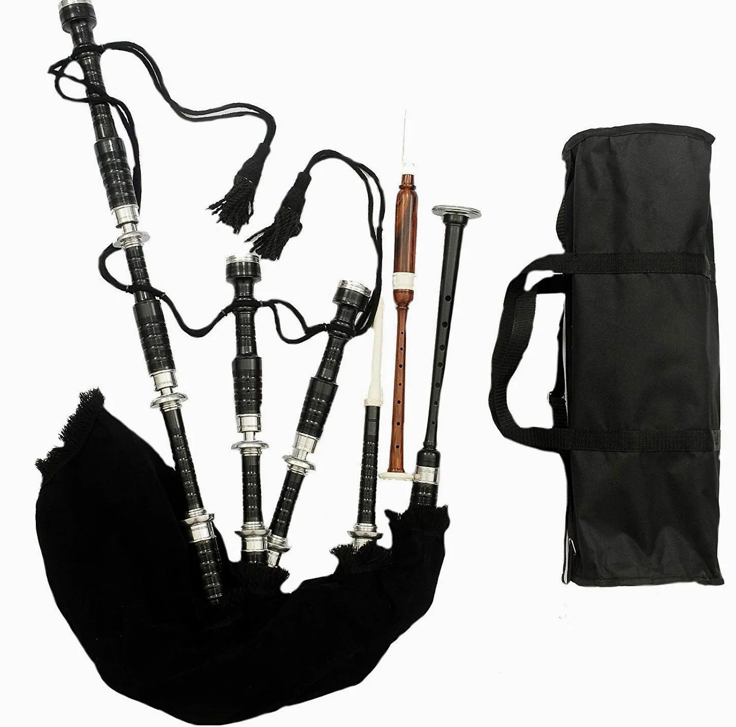 Great Highland Bagpipes palissandro argento importi/cornamusa scozzese con custodia rigida
