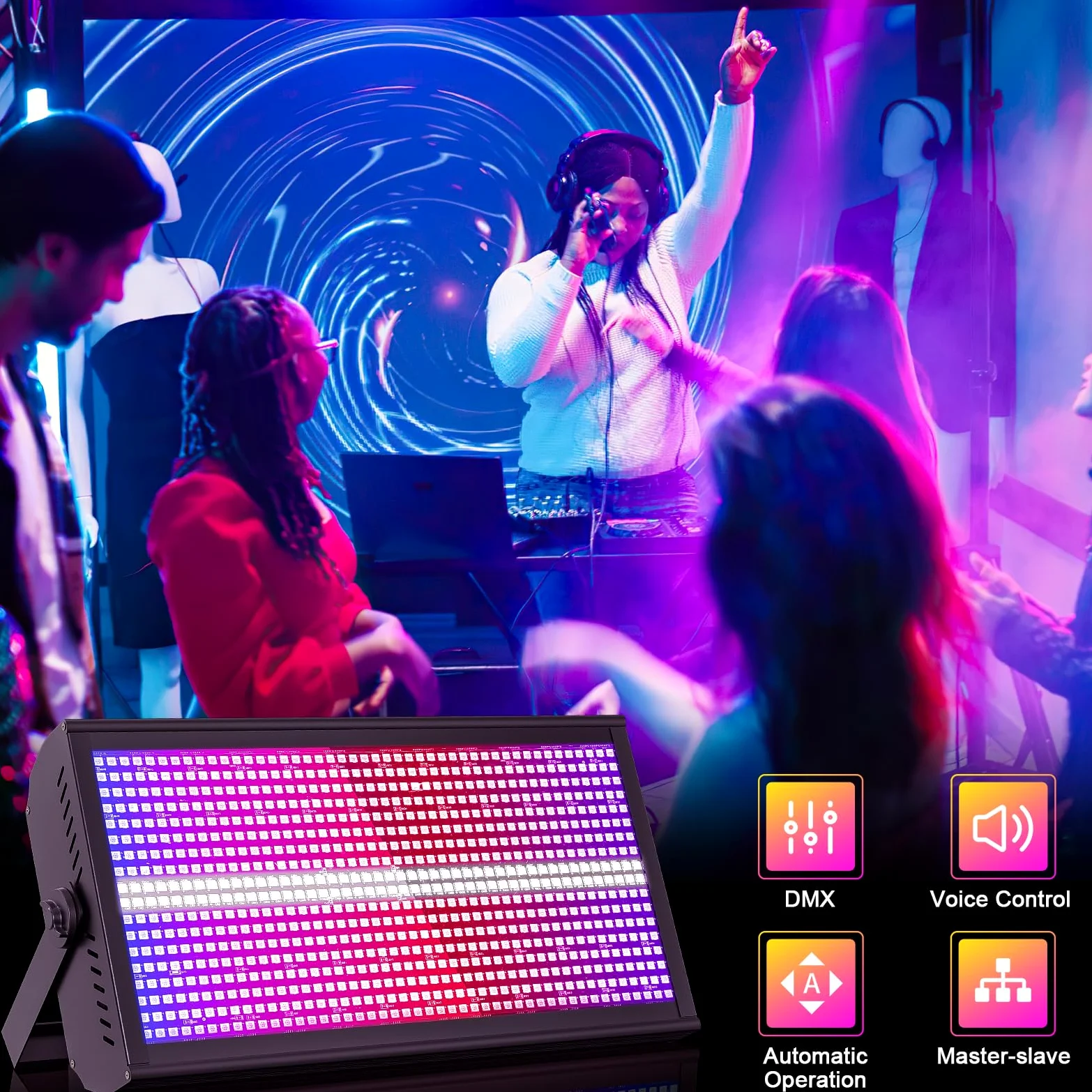 200W LED Wallwasher per Esterni, Luce da Palco con DMX512, 768 Faretti LED RGBW con Effetti di Luce Stroboscopica, Luce per Feste per Matrimoni, Cortili, Eventi, Palchi