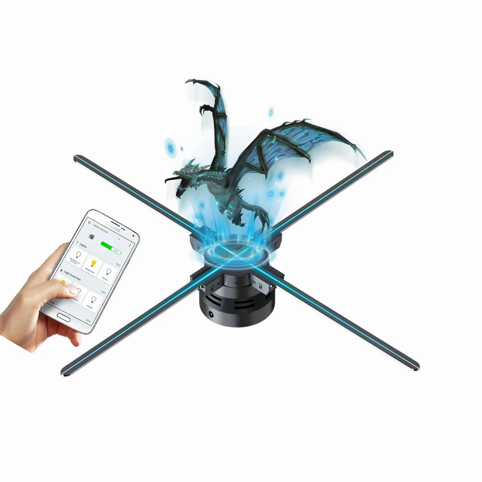 Ventilateur d'hologramme 3D,Missyou 56CM avec APP WIFI et 700 vidéothèques, affichage publicitaire d'hologramme de projecteur holographique 3D, pour expositions, centres commerciaux, cinémas