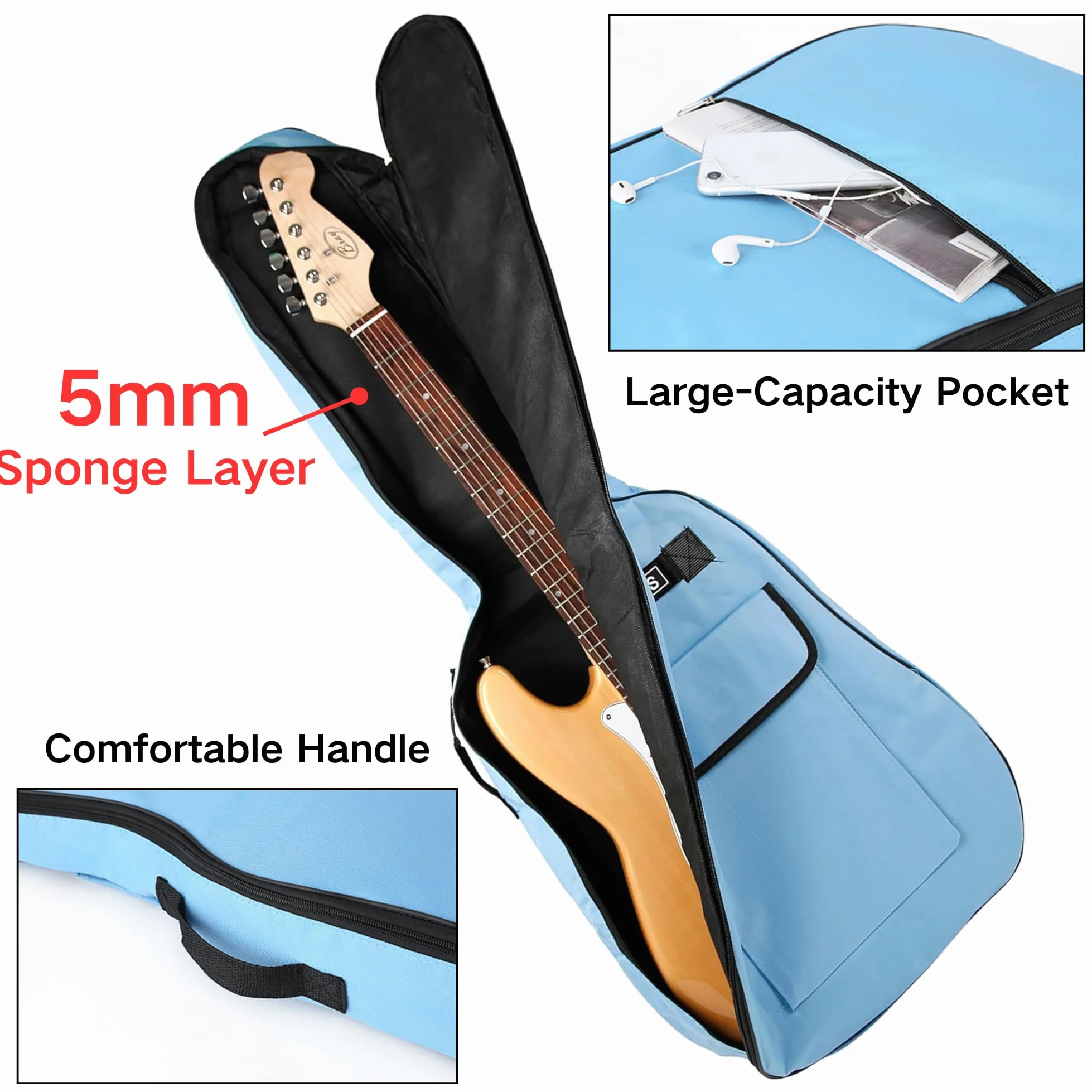 SUQ Borsa impermeabile Oxford per chitarra, 40/41pollici Custodia per Chitarra Classica, Chitarra Acustica in Tessuto Oxford con Tasca per Leggio Musicale, Doppia Cinghie da Spalla Regolabile (Rosso)