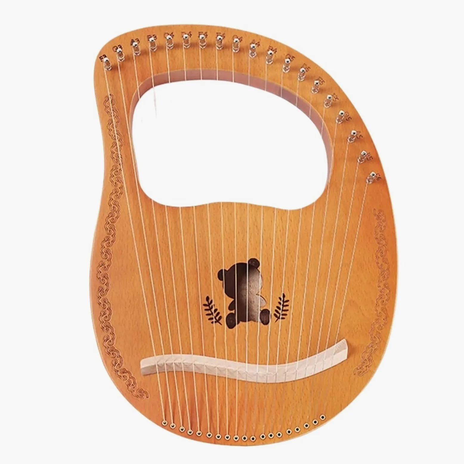 Arpa a Lira 16 Corde Pianoforte a Dito in Mogano con Strumento di accordatura for Principianti Regalo Strumenti Musicali Modello Panda in Legno Arpa a Lira per Adulti