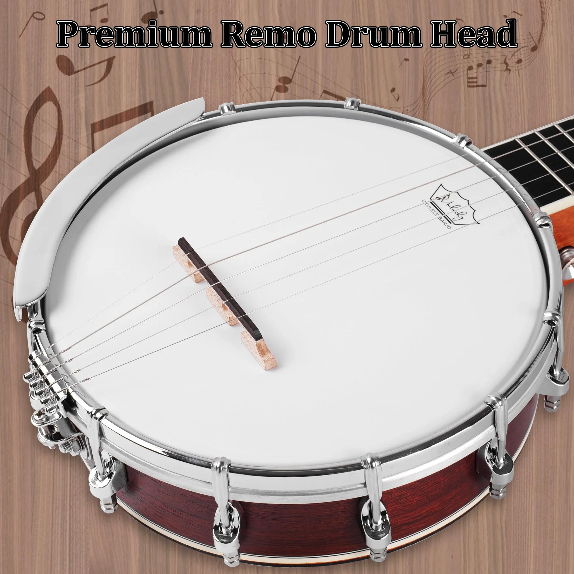 Mulucky Mini banjo a 5 corde, 66 cm, da viaggio, con corpo chiuso e solido posteriore, kit per principianti, con custodia, plettri, tracolla, B807