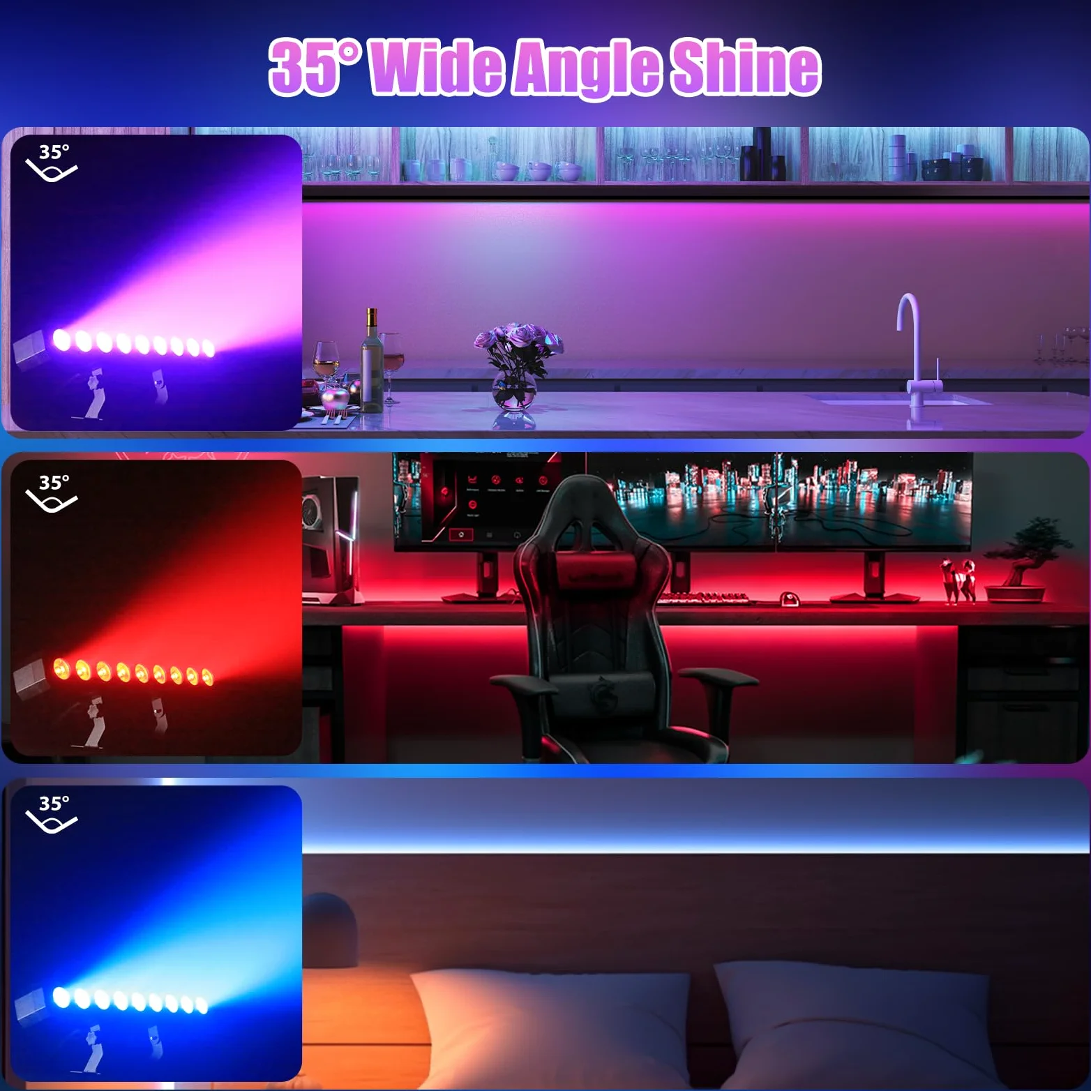 Barra Luminosa LED 60W Wallwasher Illuminazione di Scena Effetti, 9 RGBW LED con Telecomando Luce di Partito Angolo del Fascio 35° Stroboscopio DMX512 per Matrimoni Esterni Discoteca Natale DJ 2PCS