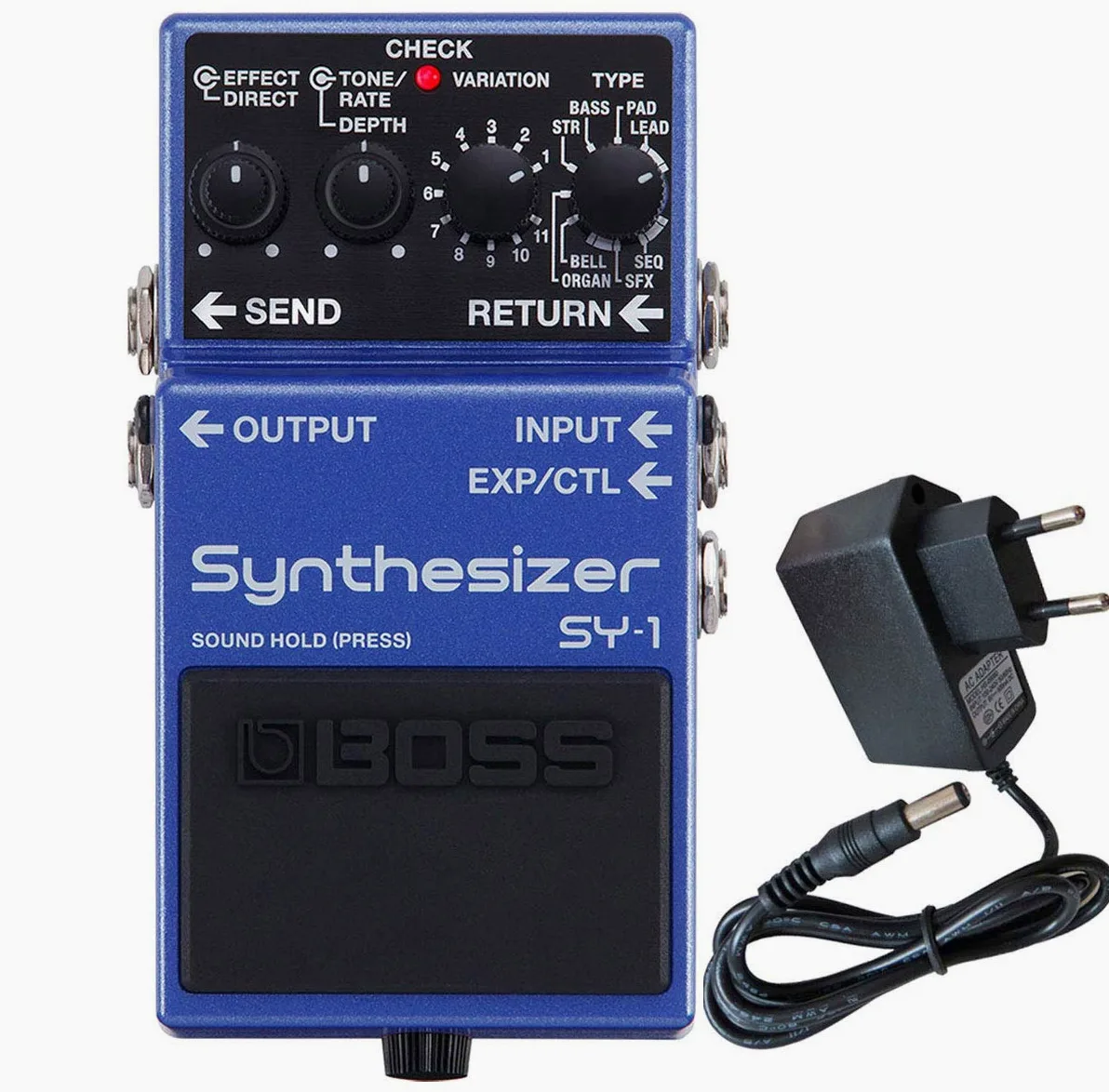 Boss SY-1 - Dispositivo effetto sintetizzatore per chitarra e basso + alimentatore keepdrum