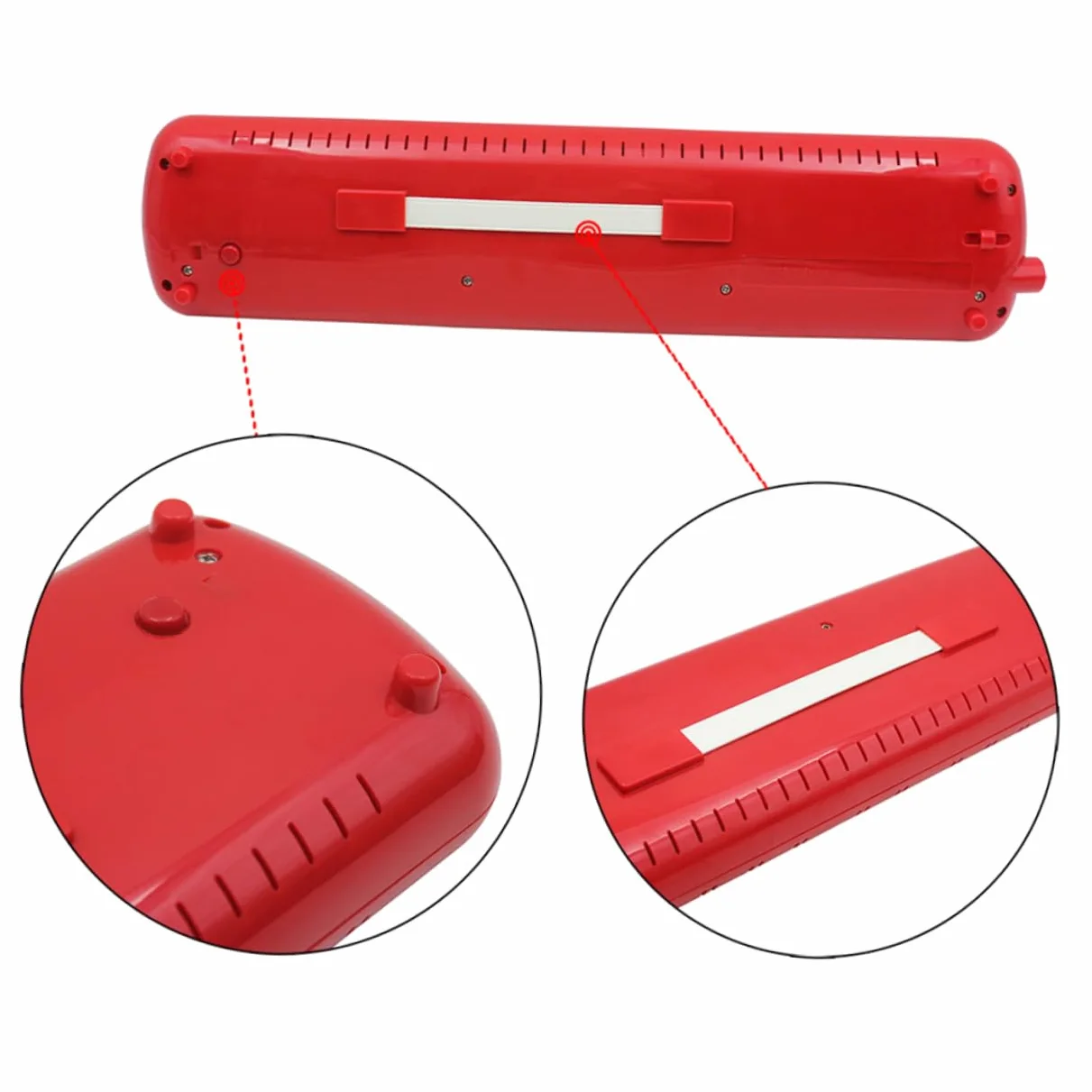 Melodica Strumento Musicale con Custodia 37 Tasti Rosso | Abs, Peso Leggero, senza Batterie, Borsa Integrata per Trasporto e Conservazione