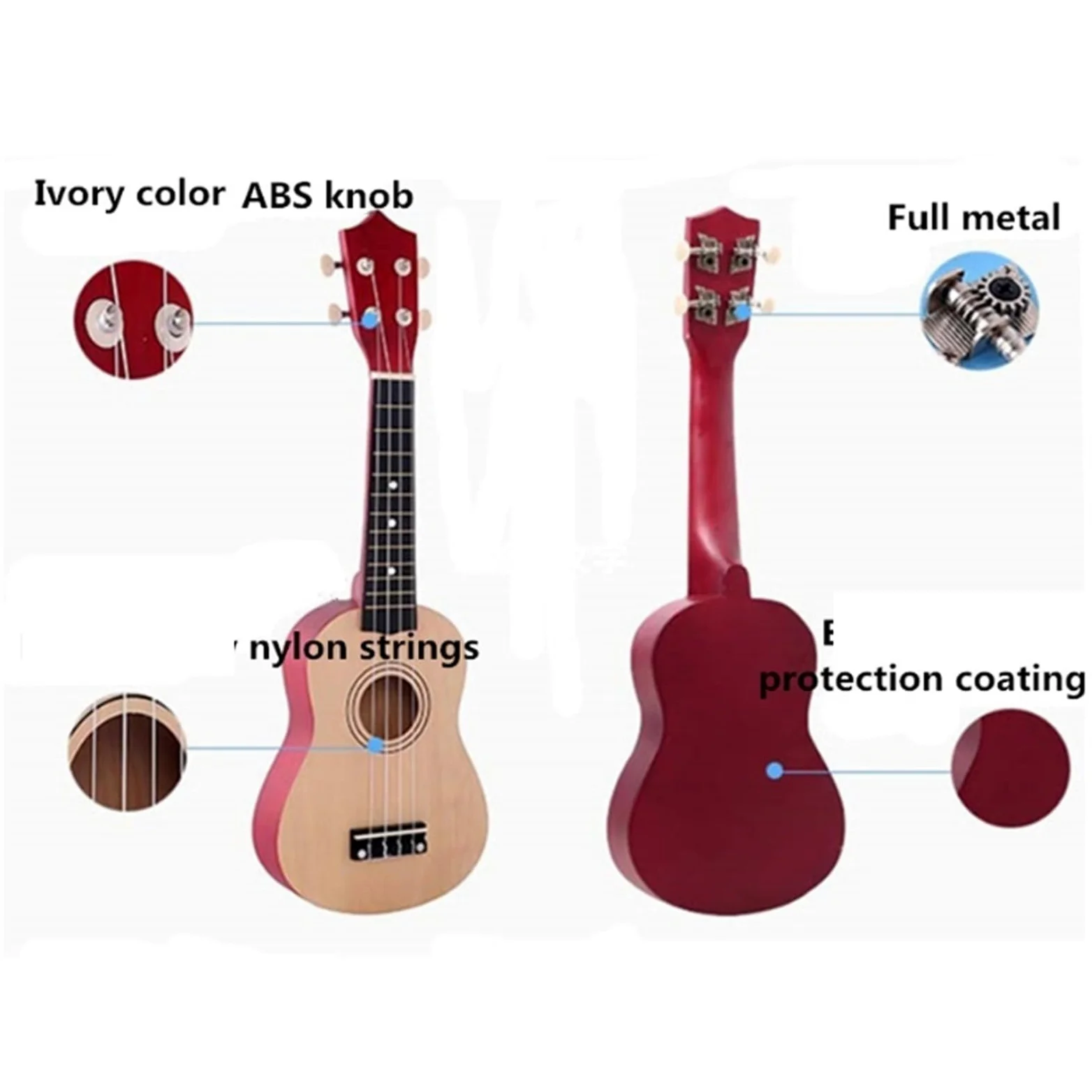 Ukulele Ukulele Soprano da 21 Pollici for Principianti Ukulele a Quattro Corde, Corde, plettro, Strumento Musicale for scuole e Principianti