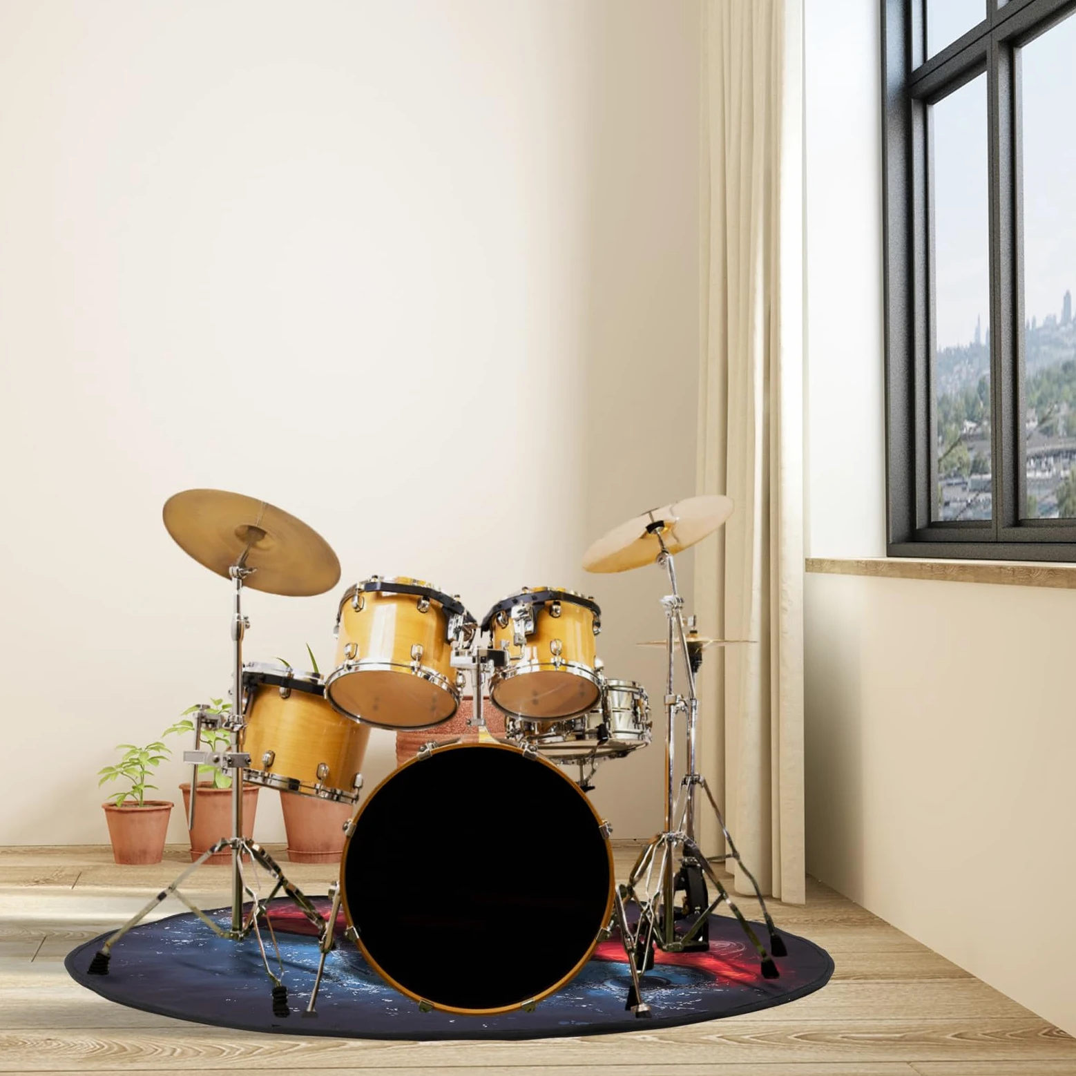 MAGICLULU Tappeto Fonoassorbente per Batteria Particelle Antiscivolo Antiscivolo in Flanella Tappeto Decorazione Pavimento Resistente per Strumenti Musicali, per Casa e Negozio