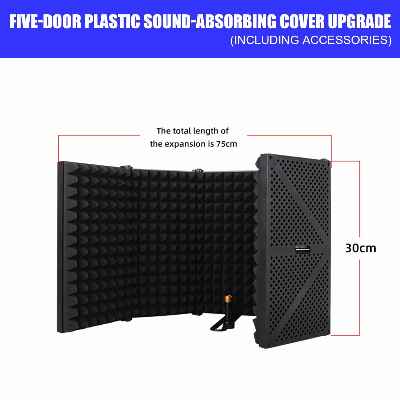 Microfono parabrezza, isolamento acustico, assorbitore per microfono con strato di schiuma assorbente, fonoassorbente (5 porte)