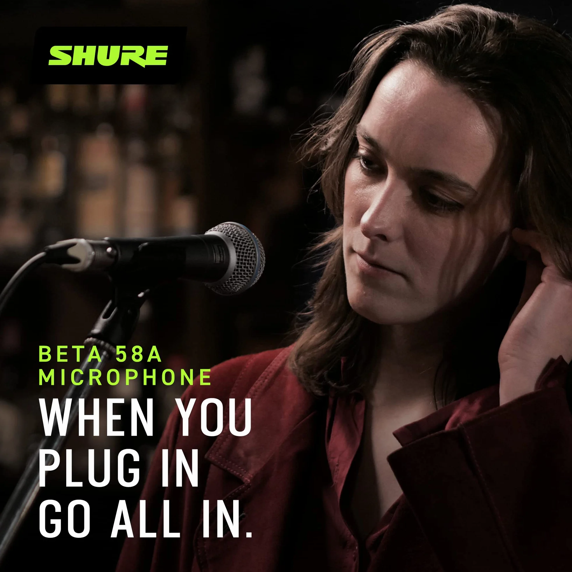 Shure BETA 58A Microfono Vocale Microfono dinamico supercardioide a elemento singolo per palcoscenico e studio, include adattatore per stativo regolabile A25D