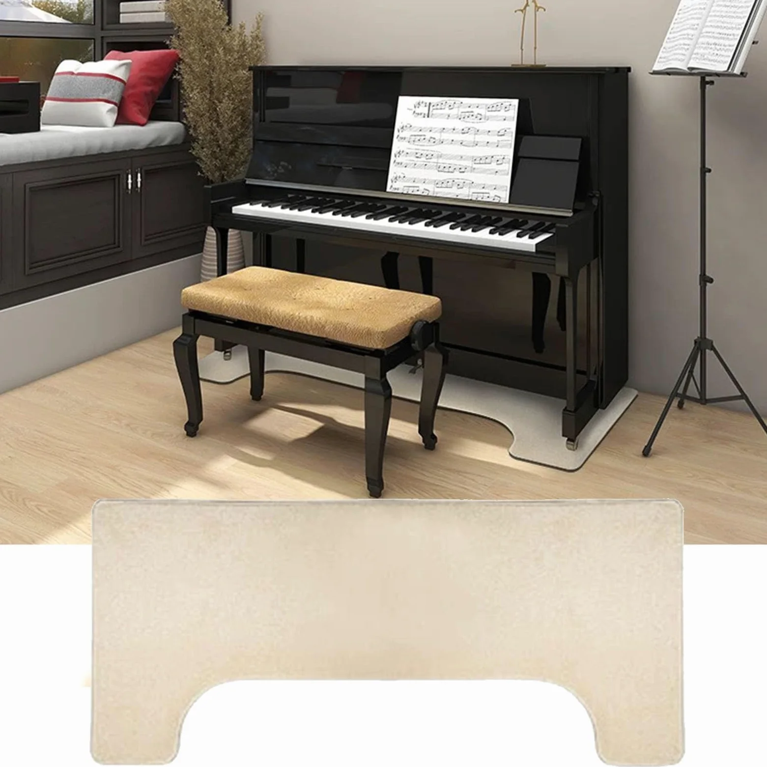 Tappetino per Isolamento Acustico per Pianoforte 160 x 70 cm, Tappeto per Pianoforte Verticale Tappeto Antiscivolo Fonoassorbente, Cuscinetti Acustici/Tappeto Fonoassorbente