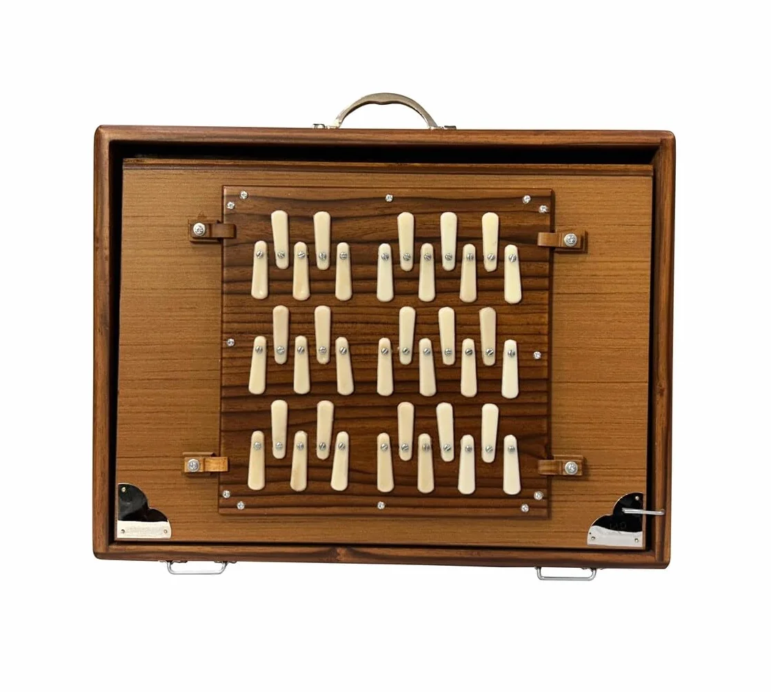 Shruti Box large 36 Keys, 3 Octave 440Hz & 432Hz Sur Pete Teak & Ply FOOT PEDAL