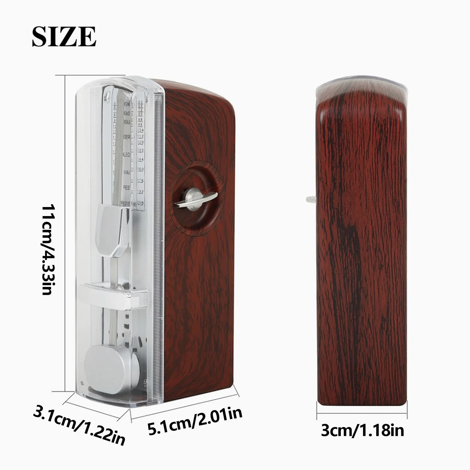 Standard Tower Sound Metronomo meccanico Pianoforte Chitarra Violino Strumenti musicali Precisione Movimento battente Metronomo Meccanico accurato per basso