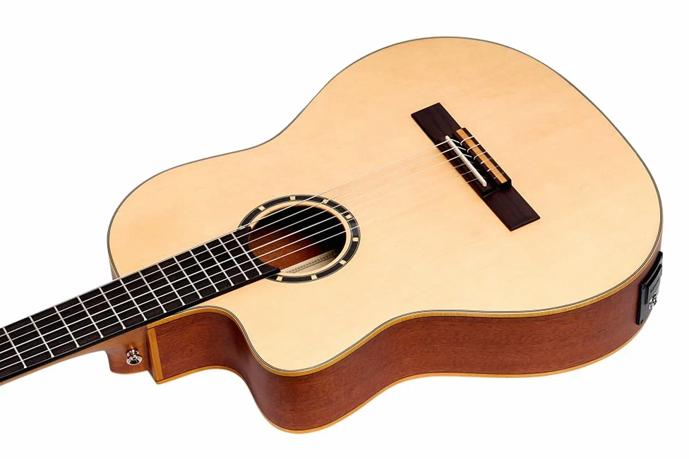 Ortega Guitars Chitarra Concerto per Mancini Thinline Elettro-acustica - Serie Family - Slim Neck - include Gig Bag - top in mogano/abete (RCE125SN-L)