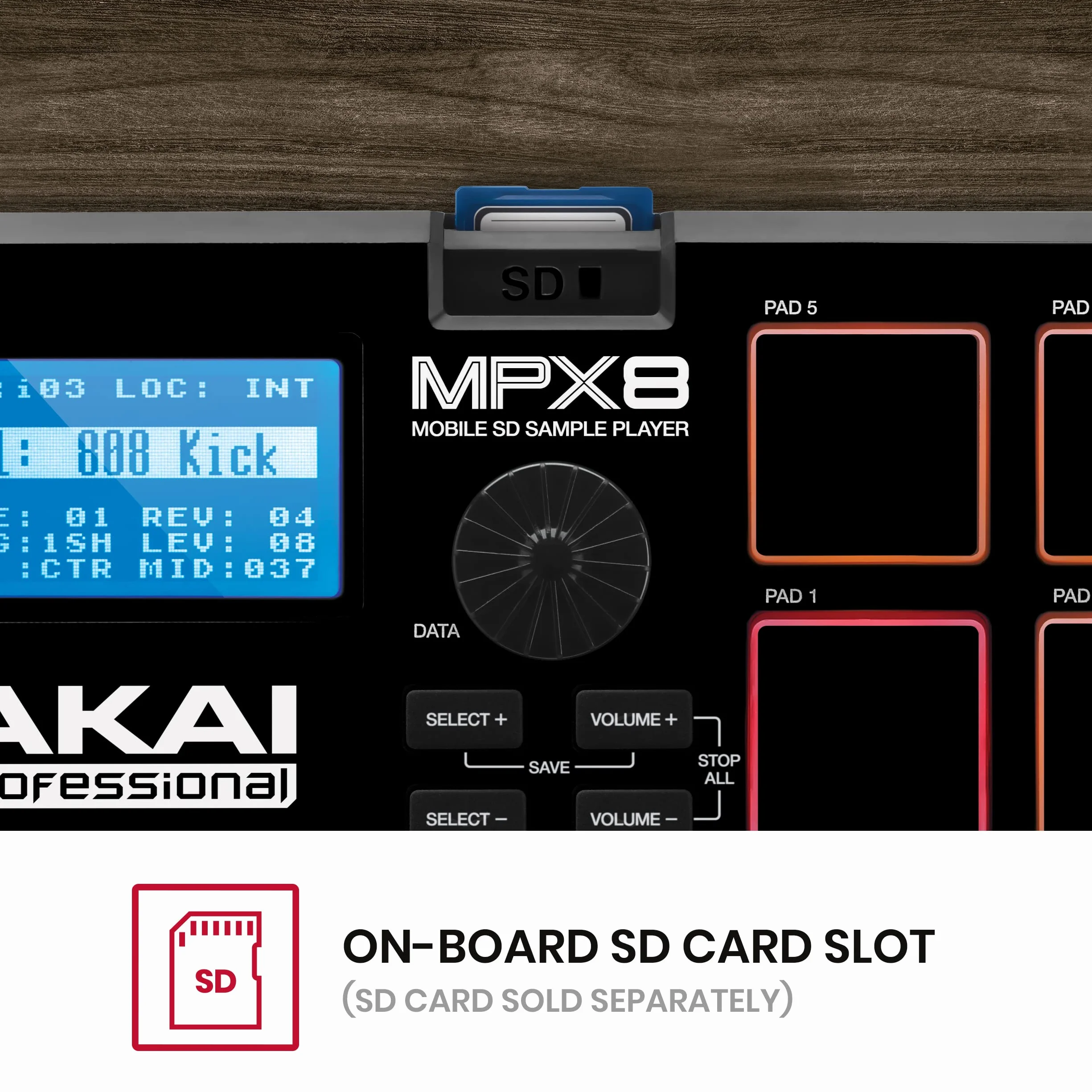 Akai Professional MPX8 - Campionatore MIDI Controller con Libreria di Suoni, Campioni e Software Sample Kit Editor