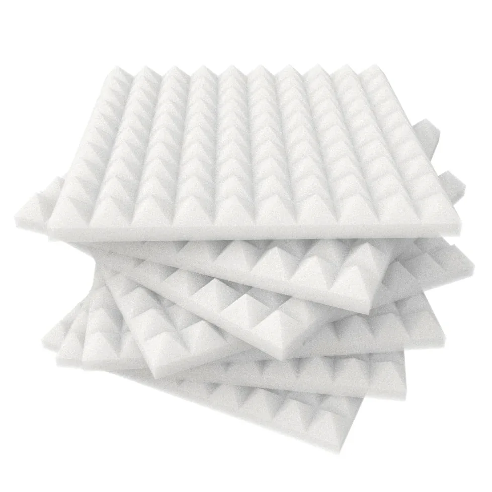 Pannelli Fonoassorbenti Piramidali bianco 50x50x5cm Pacco da 10. Elimina eco e riverbero Non spediti sottovuoto