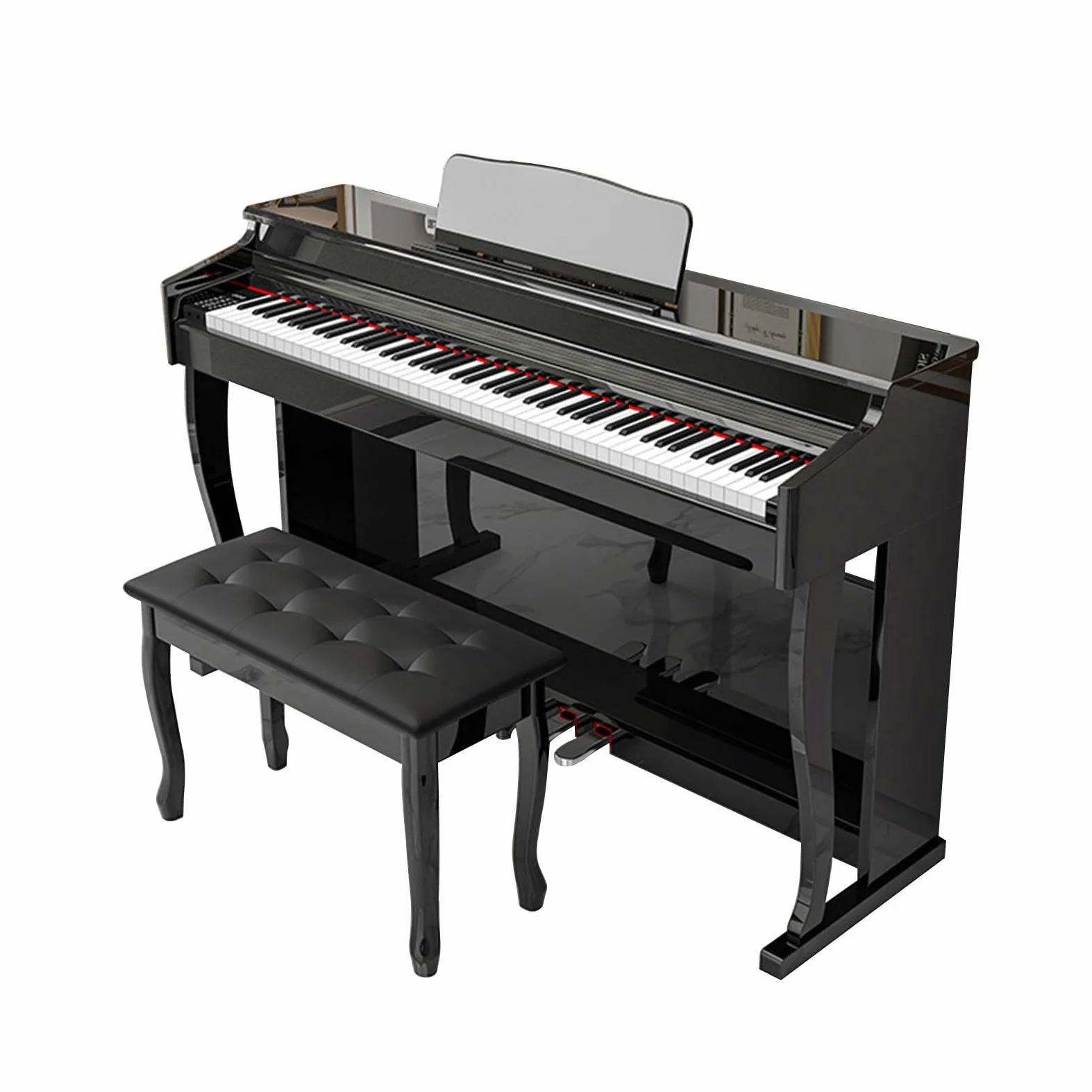 Pianoforte elettrico a 88 tasti con meccanismo a percussione, tastiera digitale verticale for uso domestico, pianoforte elettronico for adulti professionisti con 3 pedali, supporto USB-MIDI(Black)