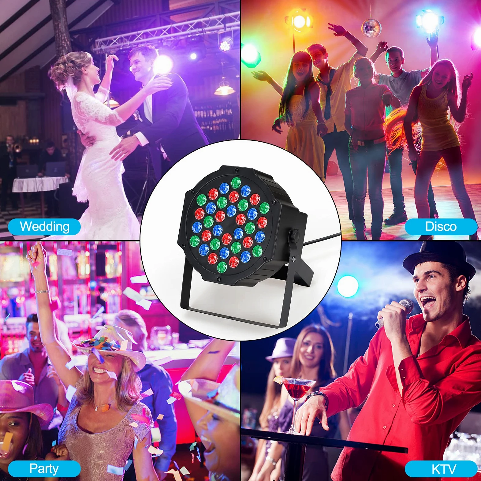 Par Led - RGBW Luci Discoteca Luci da Palco 36W Luci del Palcoscenico LED Fase Della Luce con 5 Modalità di Controllo e Telecomando per Club Bar KTV Show Party Disco DJ Christmas Halloween Matrimonio