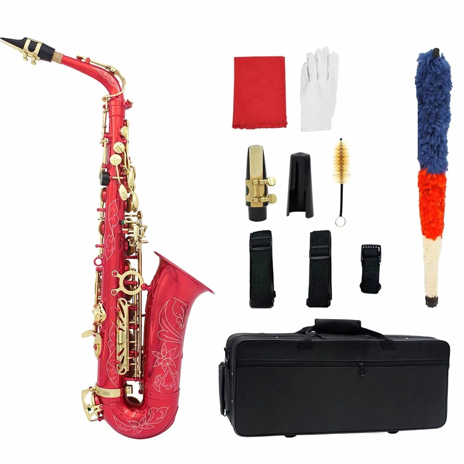 Sassofono EB Sassofono Contralto Ottone Laccato Colorato E Flat Sax Strumento A Fiato con Accessori