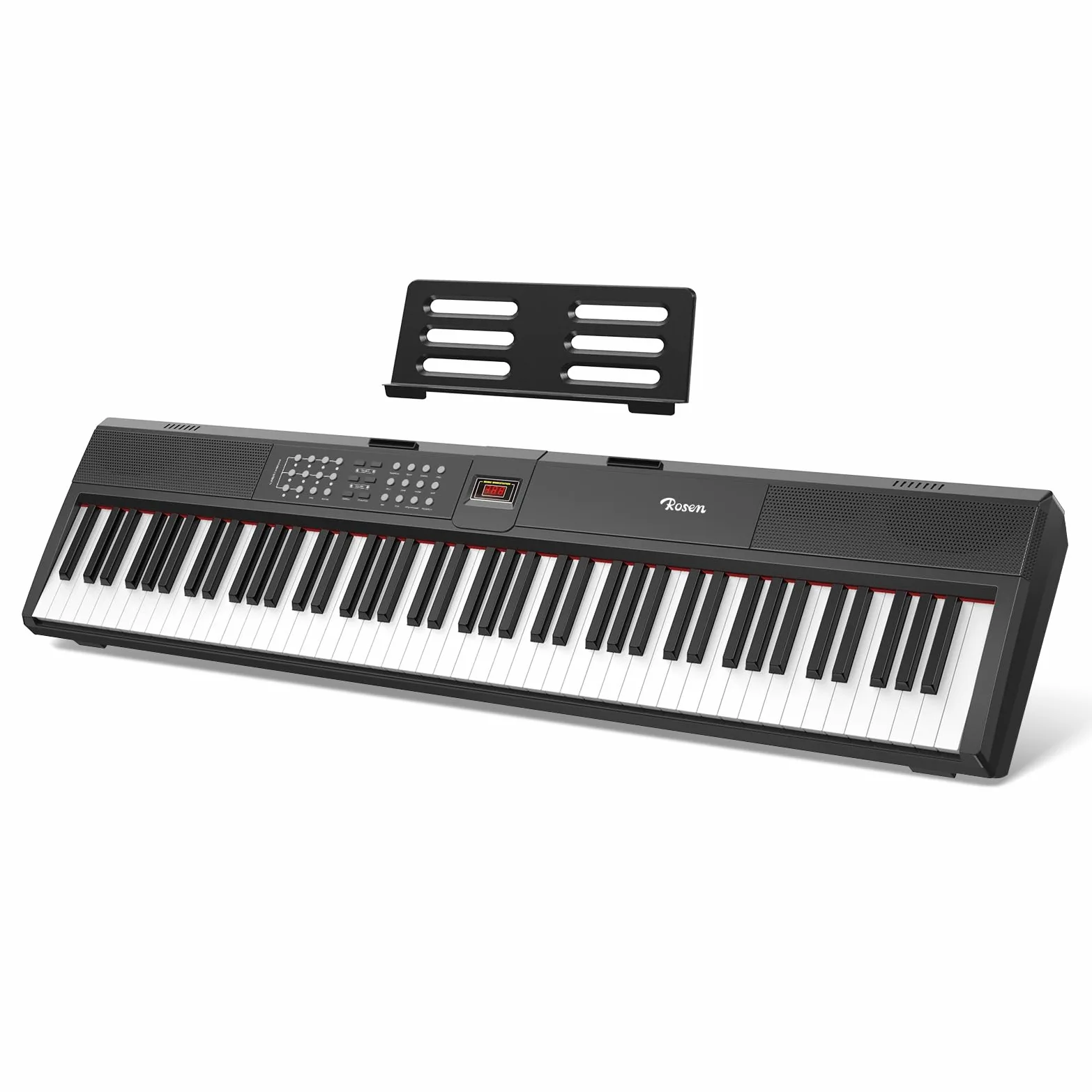 Rosen P51 tastiera pesata full size 88 tasti per principianti pianoforte digitale, pianoforte elettrico portatile con pedale di sostegno e alimentazione elettrica, nero
