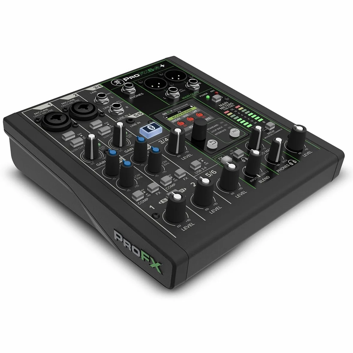 Mackie Mixer analogico a 6 canali serie ProFX6v3+ per registrazioni di qualità da studio e live streaming con modalità FX avanzate, registrazione USB e Bluetooth