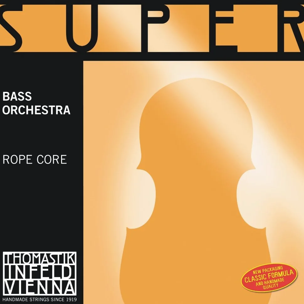 thomastik-infeld 2883 super flessibile, corde per contrabbasso, set completo, misura 1/2, 2883.0, Orchestral Tuning, anima in acciaio rivestita in cromo,