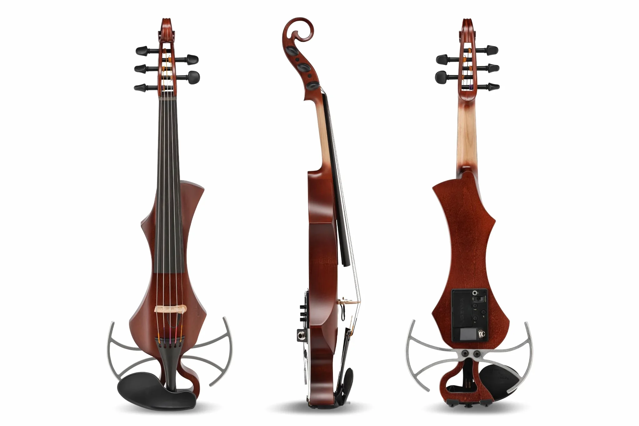 Violino elettrico GEWA, violino elettronico, Novita 3.0 rosso-marrone con adattatore per poggiaspalla, 5 corde