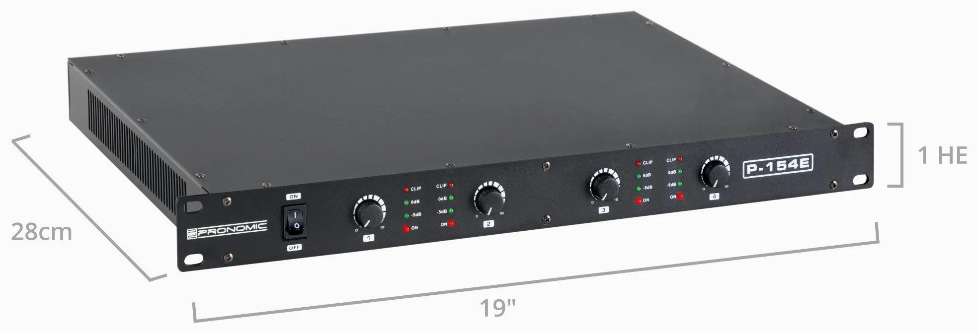 Pronomic P-154E MKII Finale - Finale 4 Canali - Potenza RMS/4 Ohm: 4x 150 Watt - Particolarmente adatto per uso monitor o studio/HiFi - 1HE - Nero