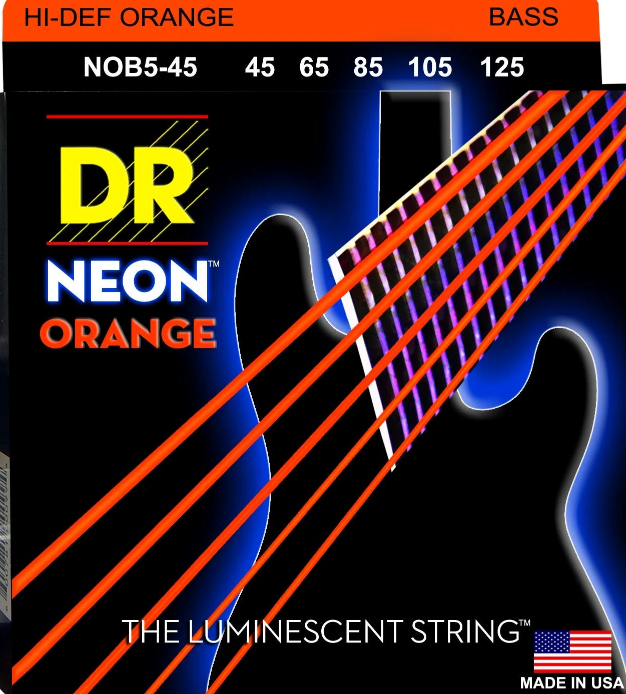DR String NOB5-45 Neon Orange Set di corde per basso