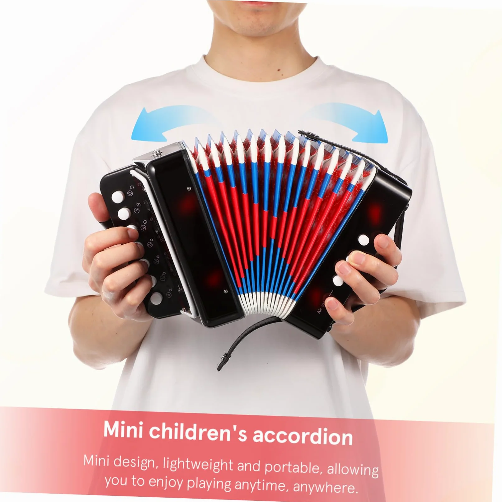 Fisarmonica Giocattolo per Bambini, 7 Tasti 2 Bassi, Nero | Abs Leggero, Portatile Valvola D’aria, per Principianti ed Educazione Precoce, Regalo di Compleanno