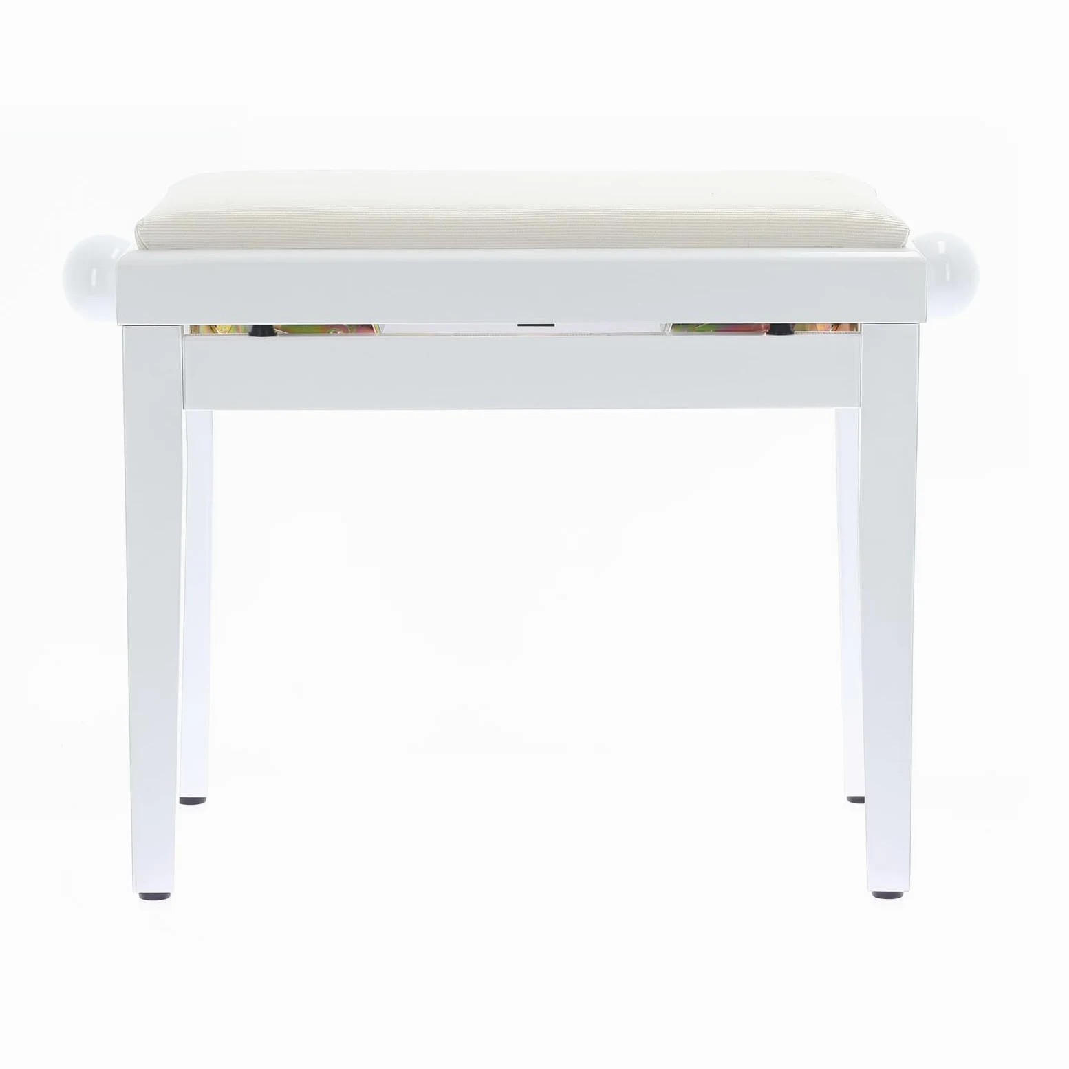 QUIK LOK - PB/010 WH L Panca in Legno Bianco Lucido per Pianoforte con Seduta Imbottita in Velluto, Regolabile 48–57 cm, Carico Massimo 100 kg