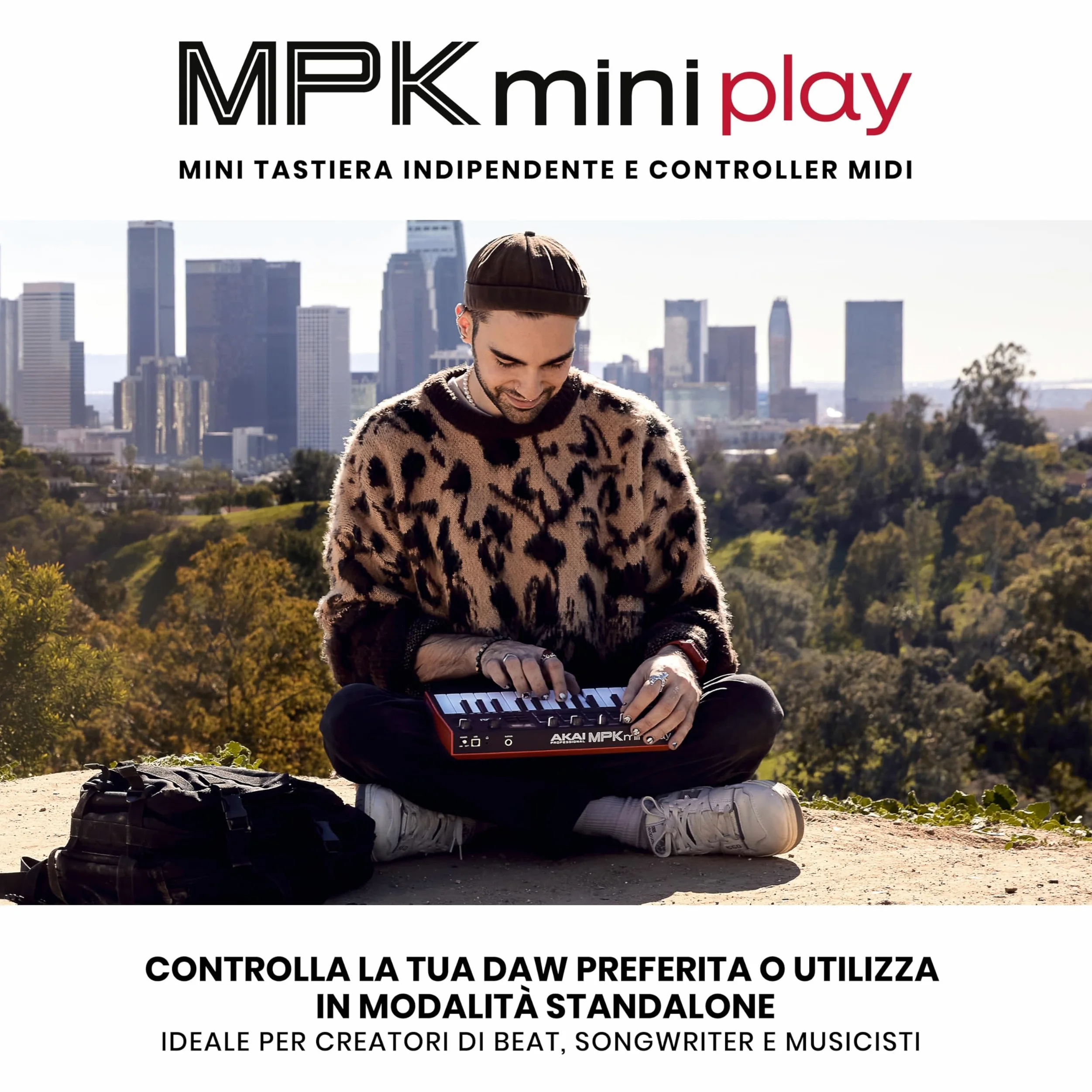Akai Professional MPK Mini Play MK3 - Tastiera MIDI Controller USB con Casse e Suoni Interni, Tastiera Dinamica, Pad MPC, Suite Software e Native Instruments Sound Package