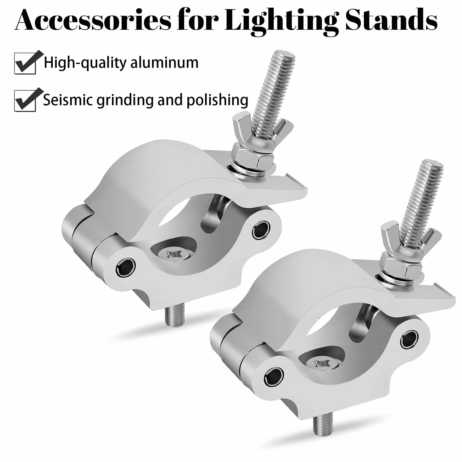 2 Pcs Morsetto per Luci DJ da Palco 38-54mm, O-Clamp Morsetto a Gancio in Lega di Alluminio, Montare Morsetti Mezzo Accoppiatore con Dadi Ad Alette, Morsetto da Palcoscenico per Luci, Carico 150kg
